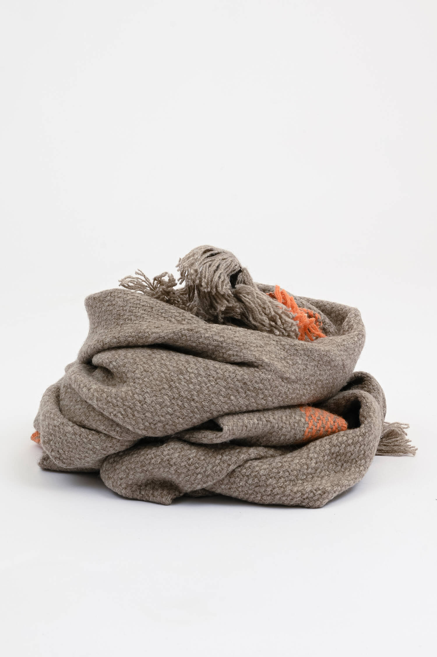 Schal mit Kontrastbordüre in Taupe/Orange