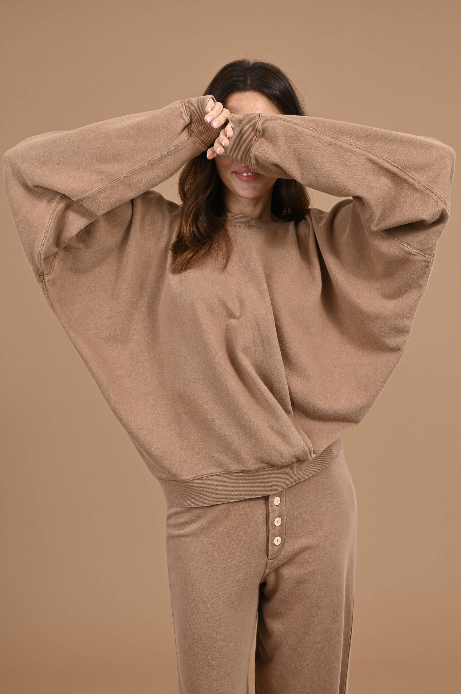 Sweater aus Bio-Baumwollmix in Braun