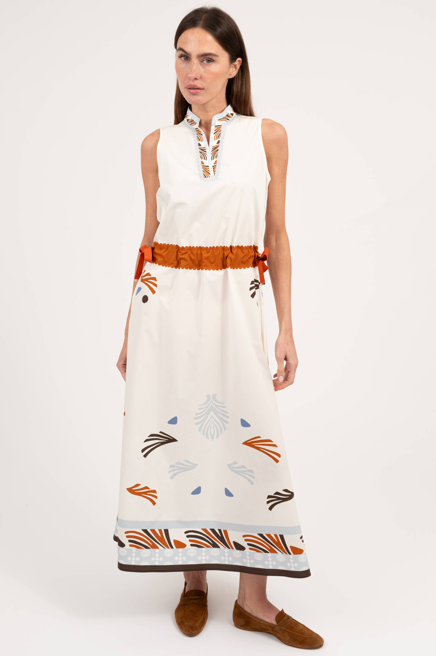 Kleid mit Print in Weiß