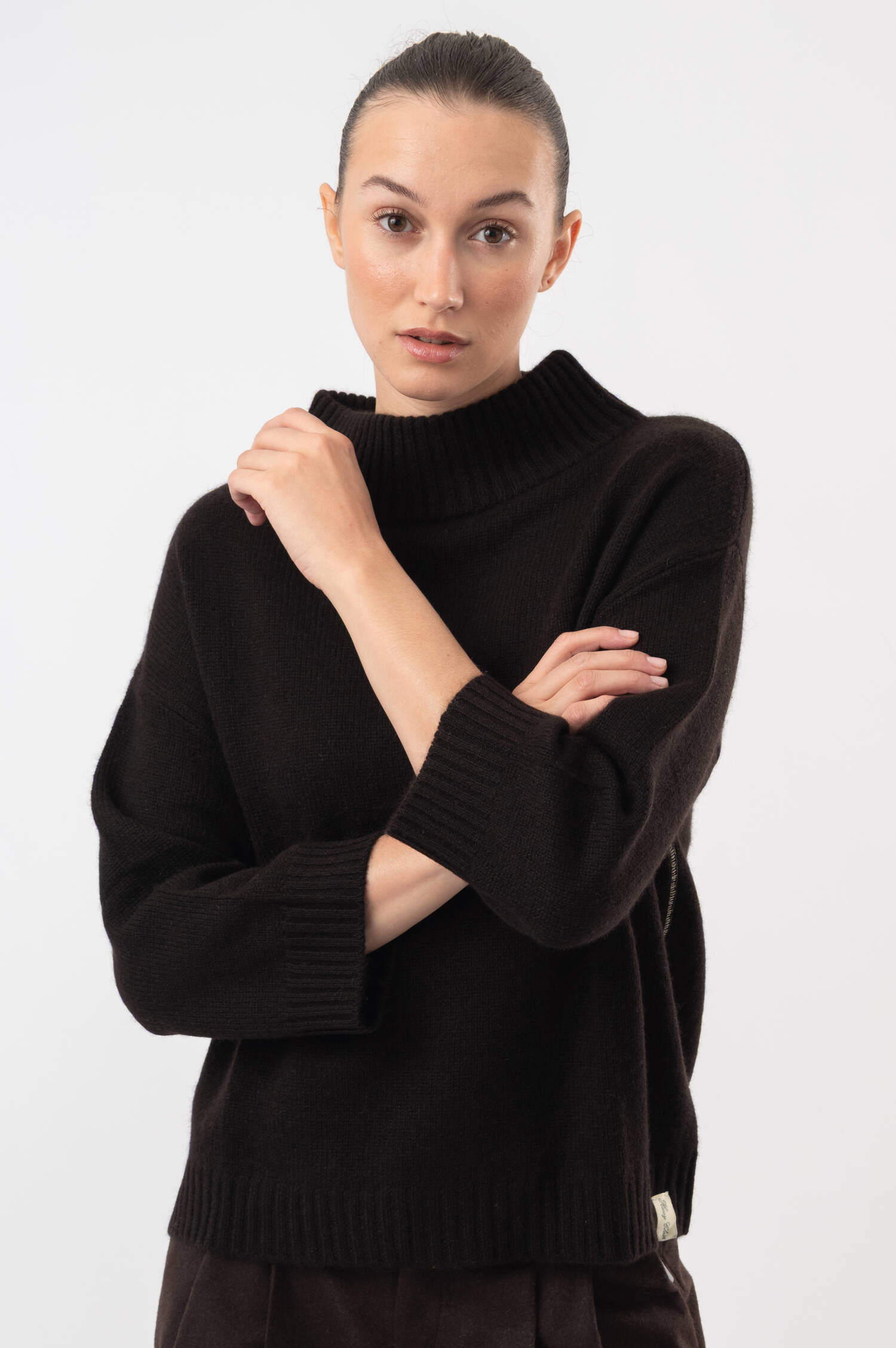 Cashmere-Pullover in Dunkelbraun