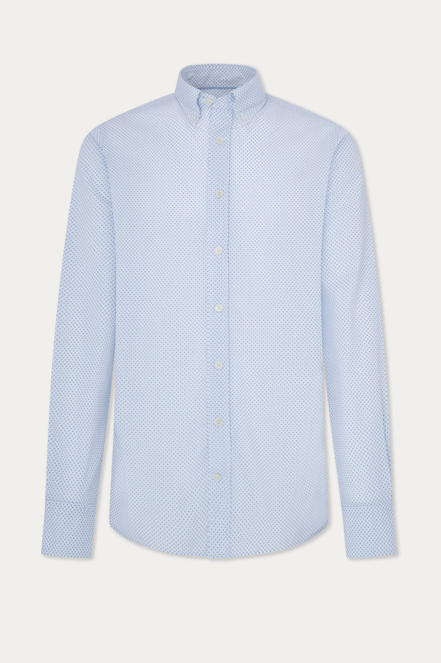 Baumwollhemd mit Print Weiß/Hellblau