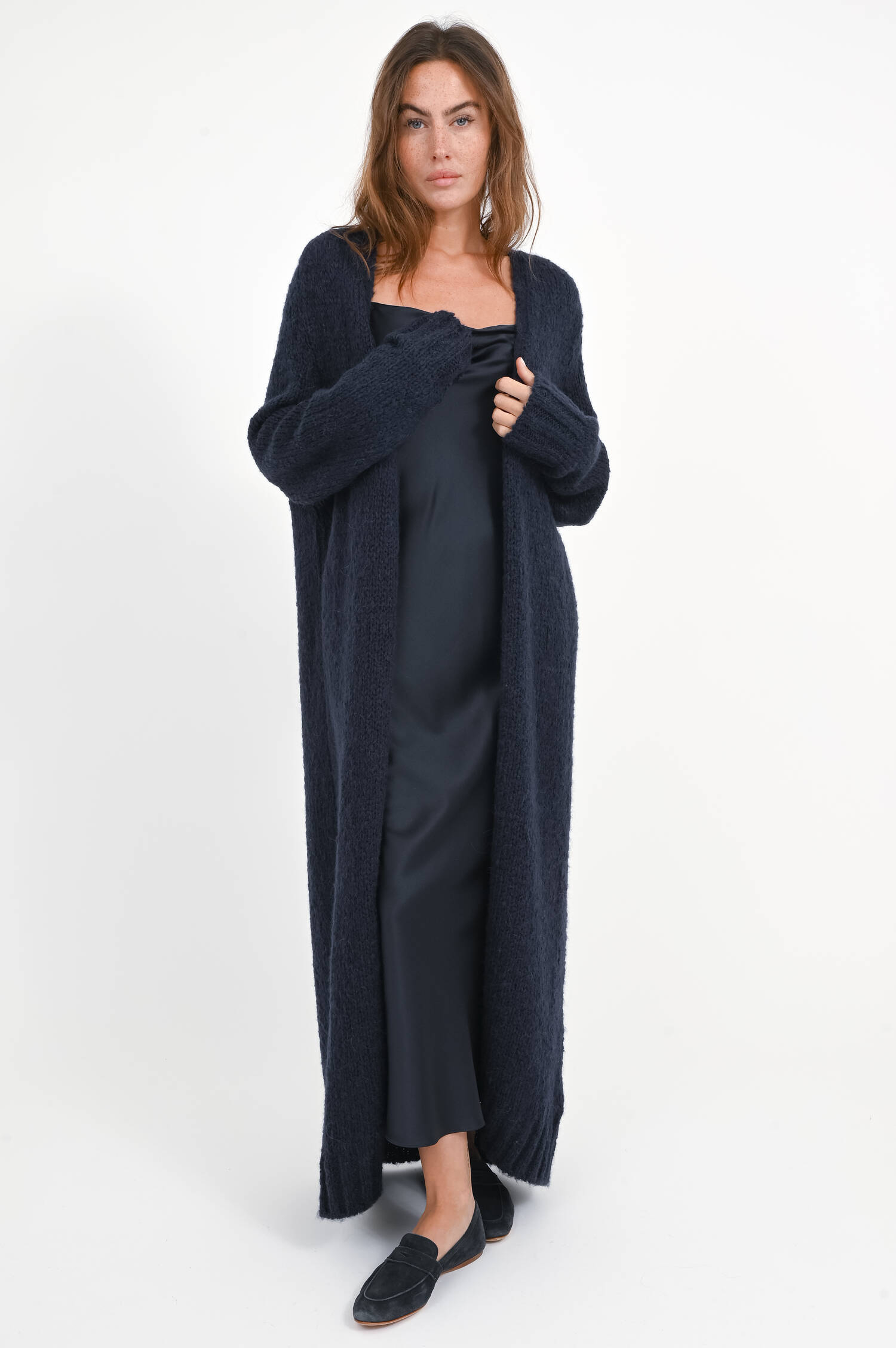 Maxi Strickjacke in Blue Parisien