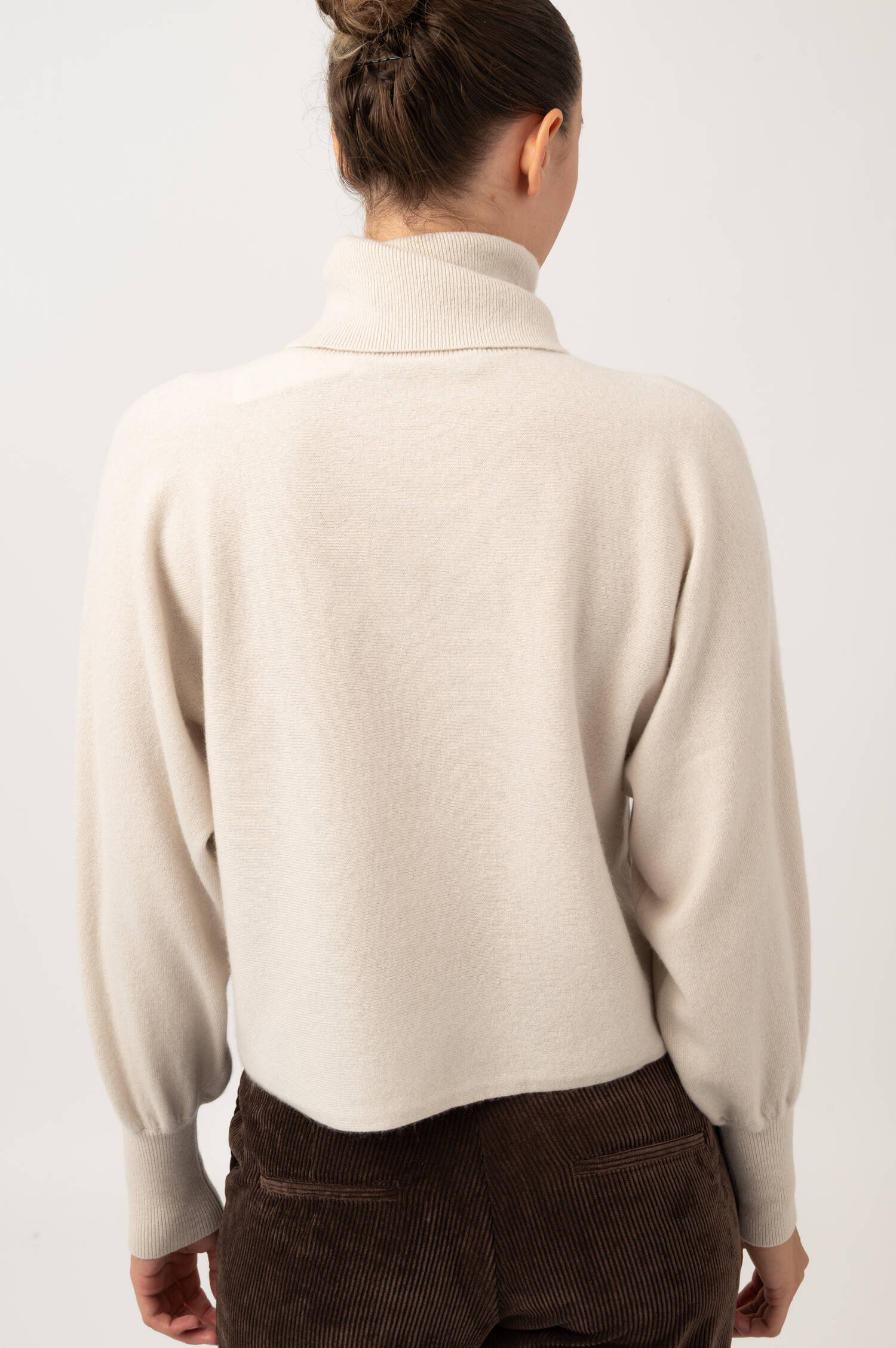 Woll-Cashmere Rollkragen Pullover in Beige