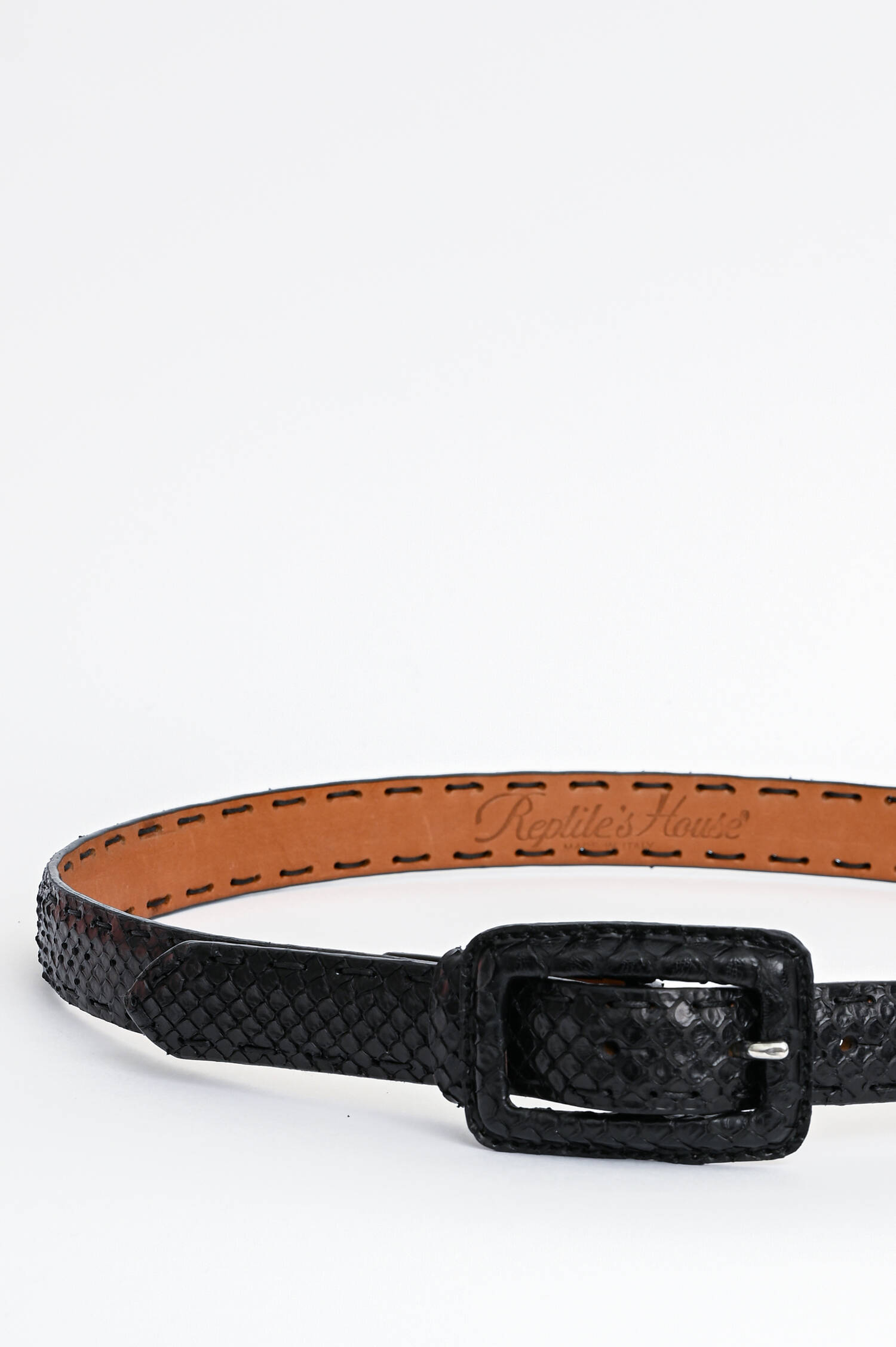 Gürtel PITONE aus Python-Leder in Schwarz