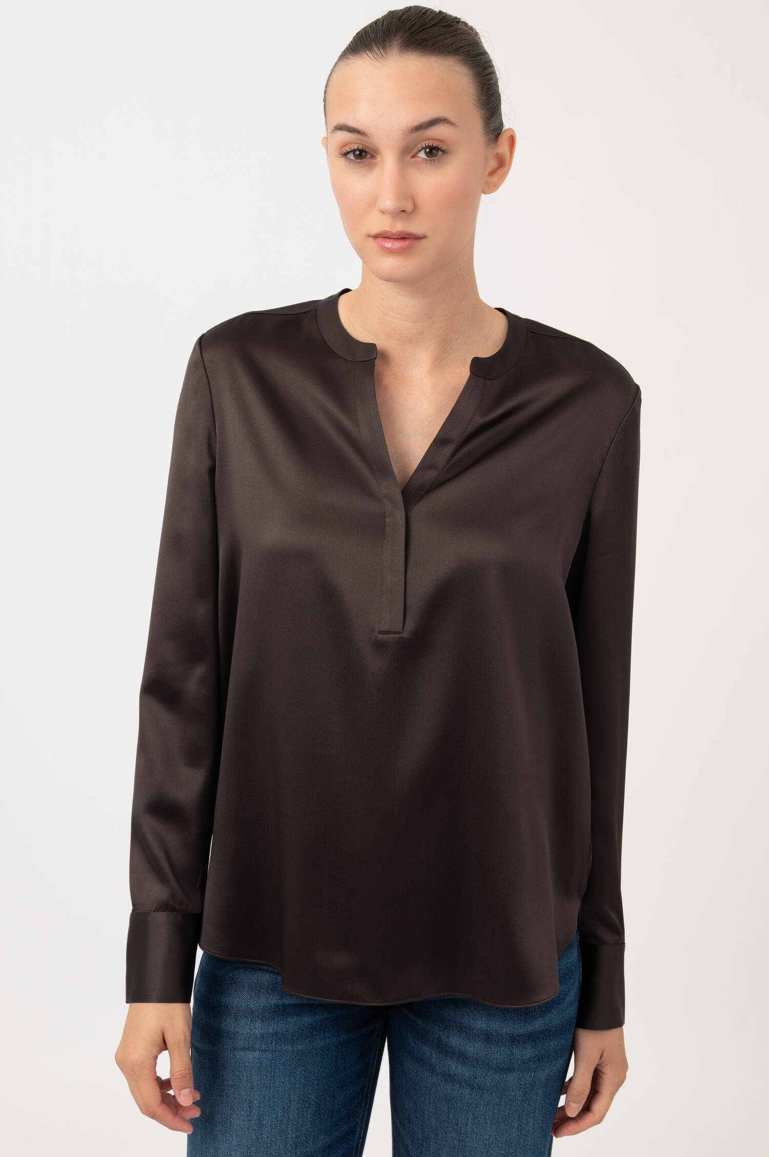 Seiden-Bluse in Braun Seiden-Bluse in Braun