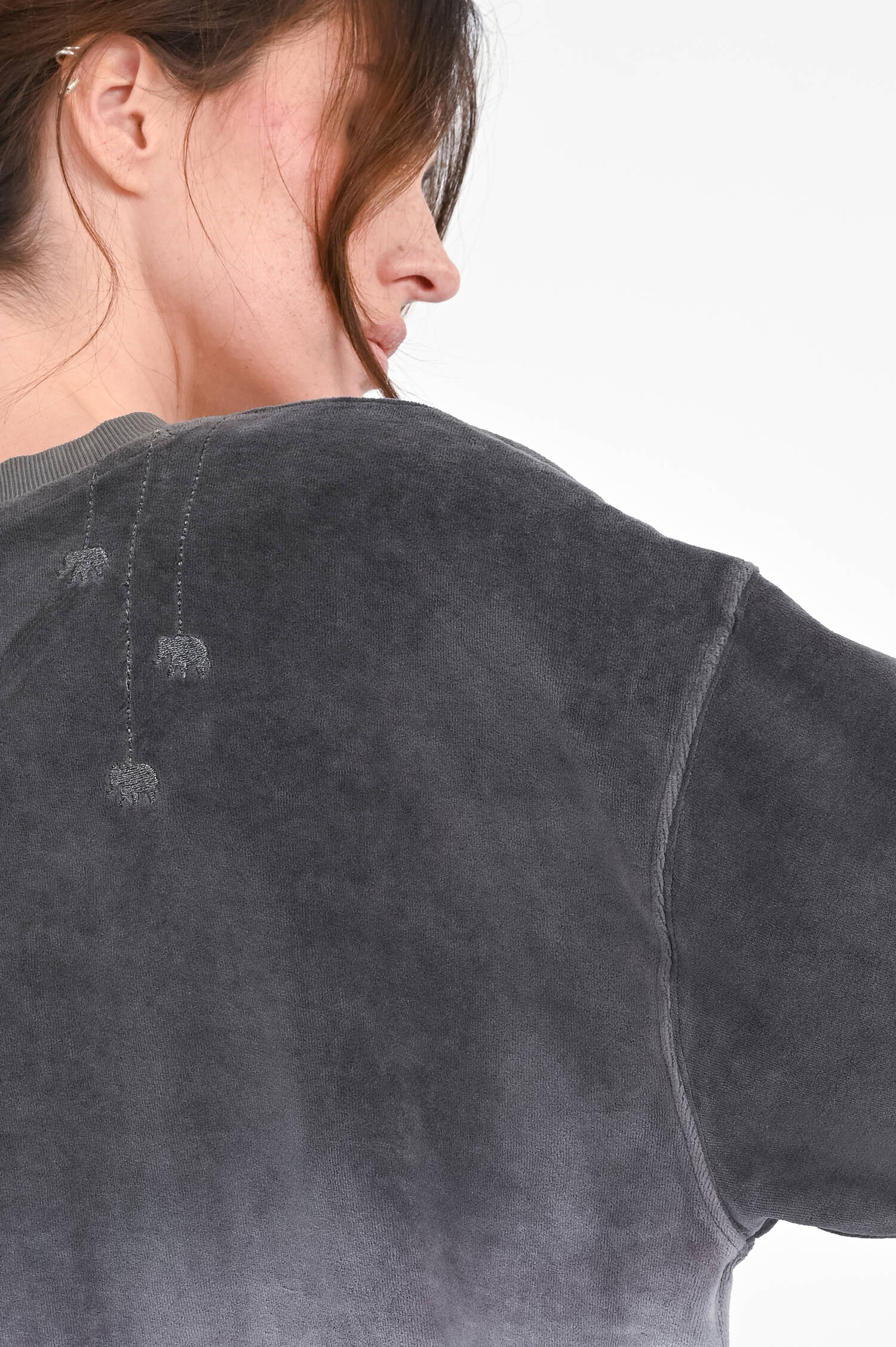 Velvet Sweatshirt MARYLAND in Grau/Blau