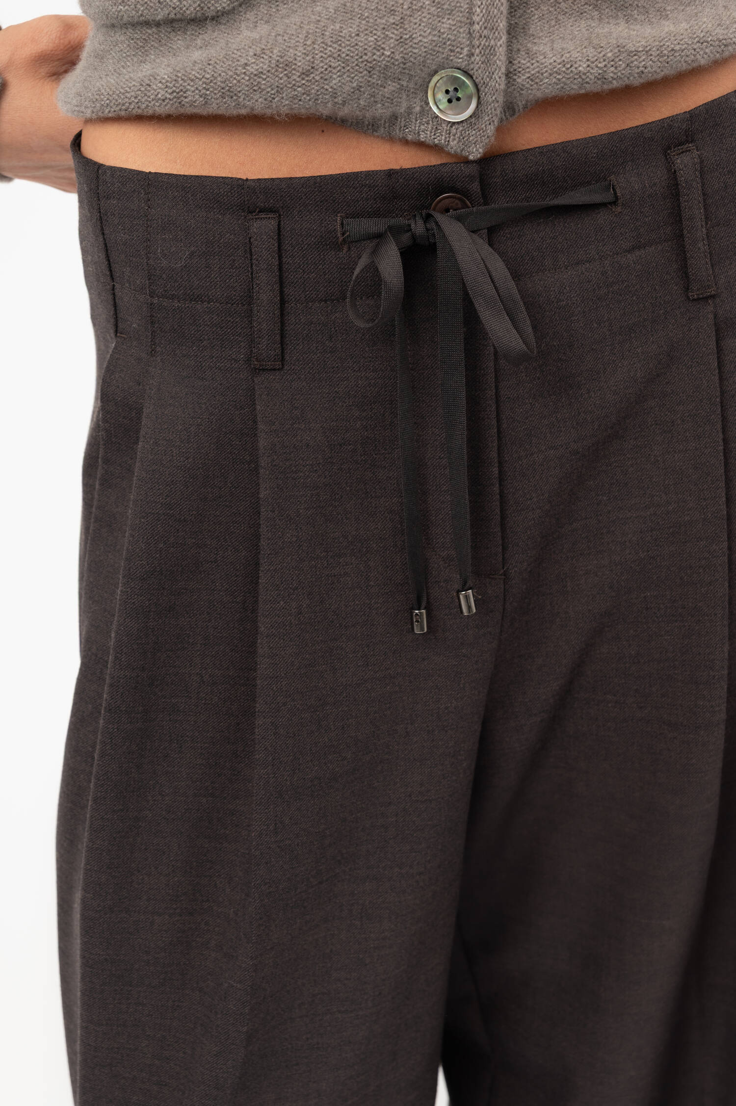 Woll-Mix-Bundfaltenhose ADDISON in Braun