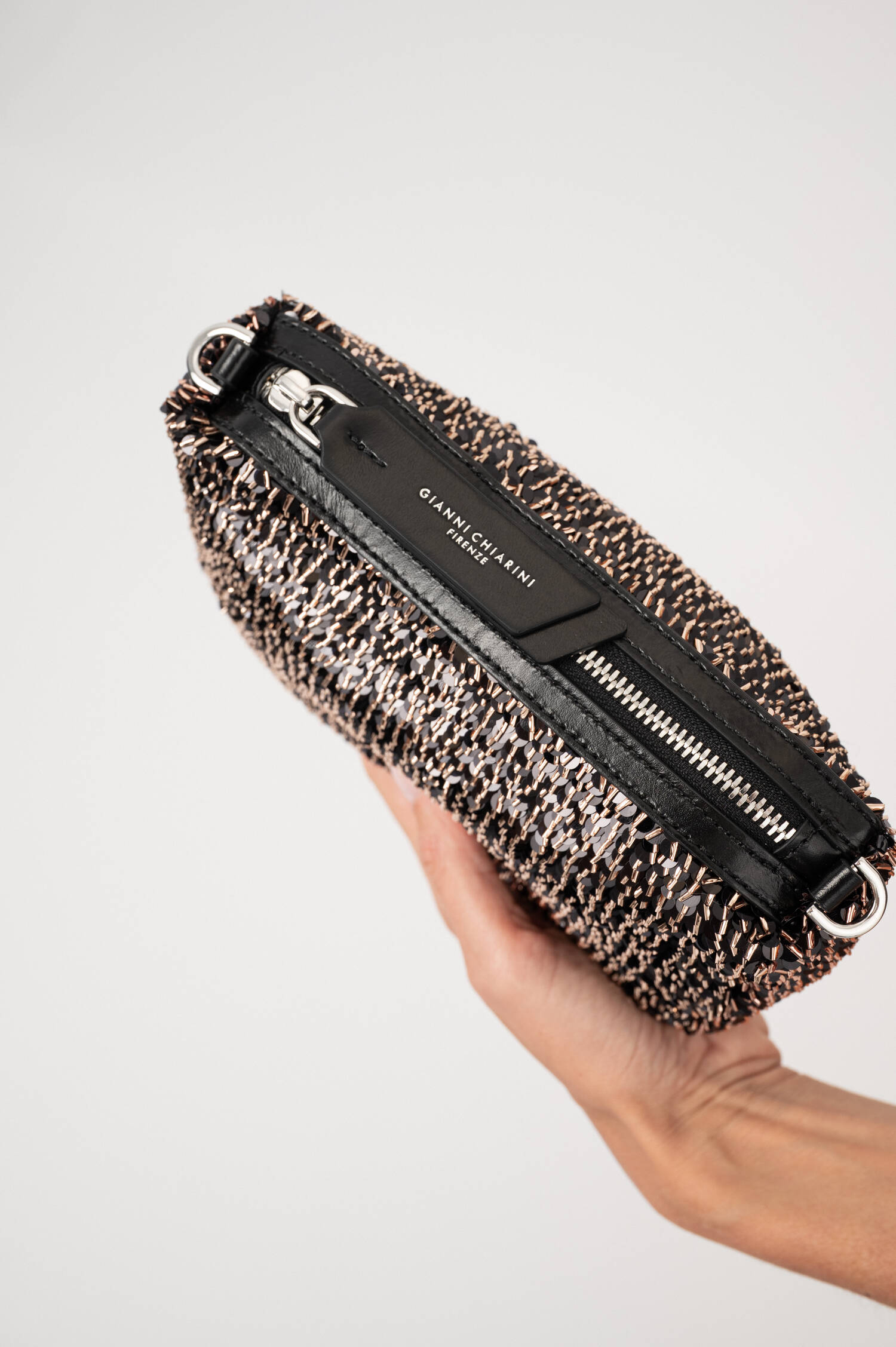 Pailletten-Clutch NORA SMALL in Braun