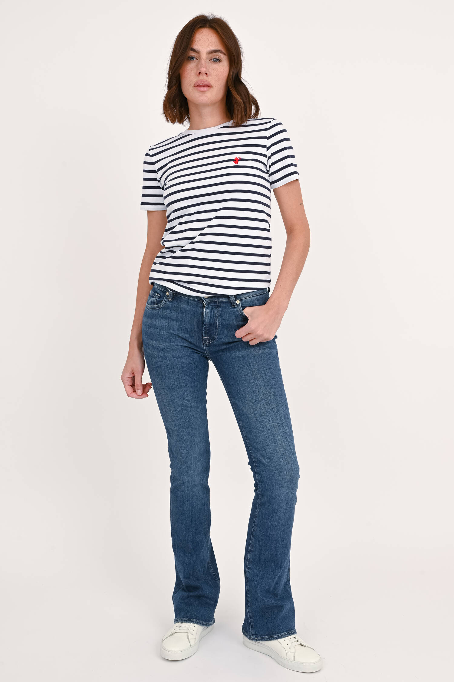 Bootcut Jeans SLIM ILLUSION in Mittelblau