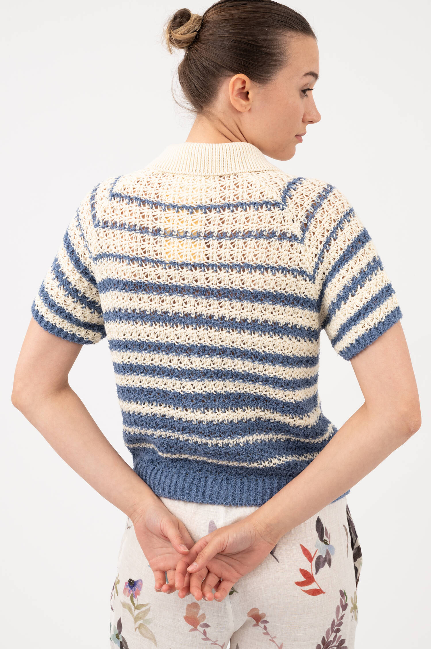 Strick Cardigan in Weiß/Blau
