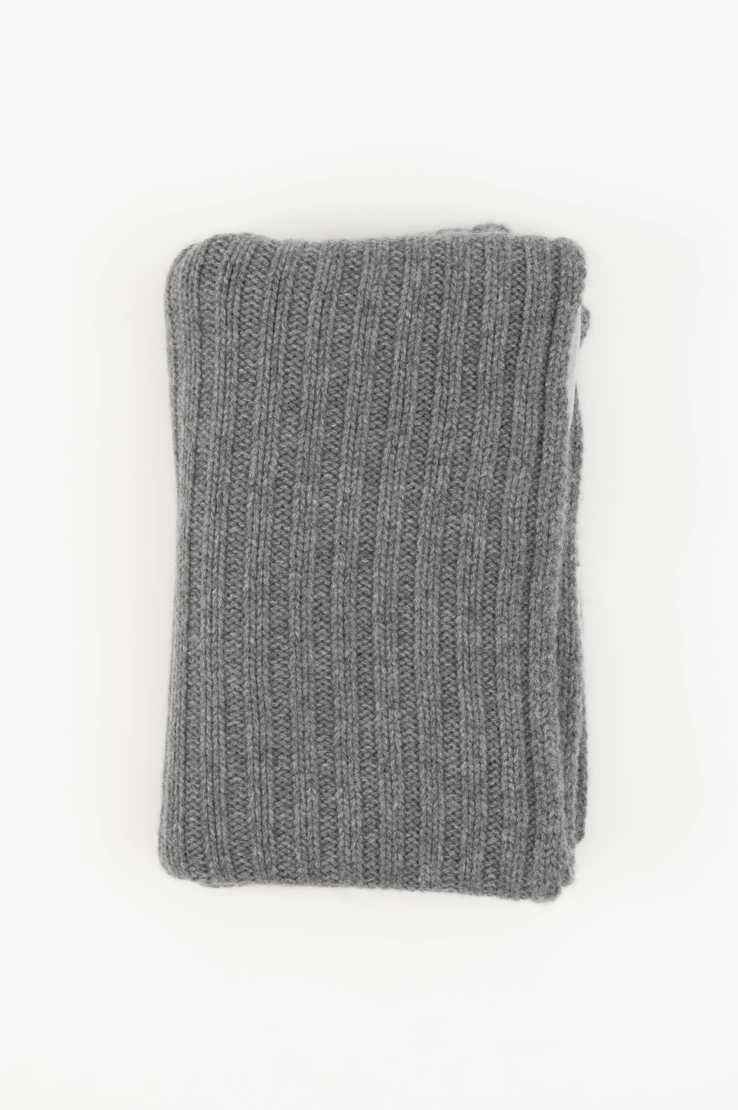 Cashmere-Rippstrick-Schal in Grau