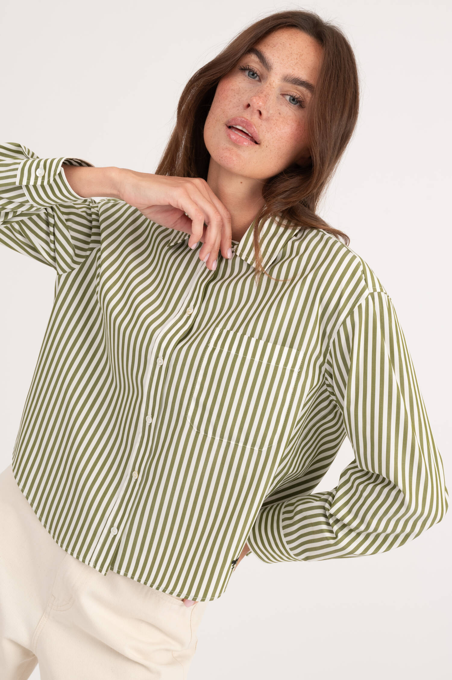 Bluse PANETTO mit Streifen in Grün/Weiß Bluse PANETTO mit Streifen in Grün/Weiß