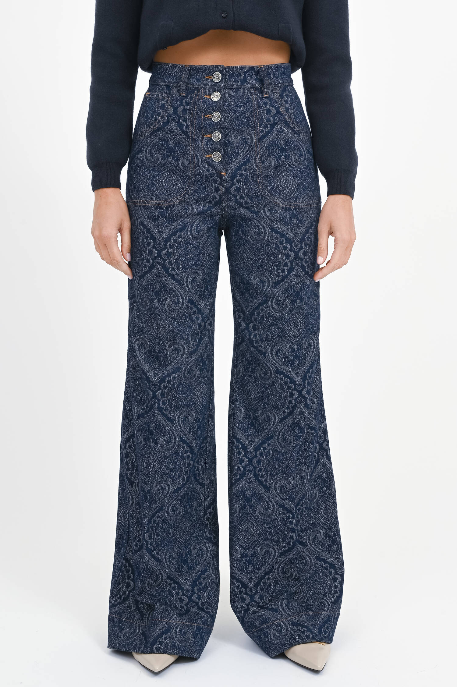 Jaquard Schlaghose in Denim 