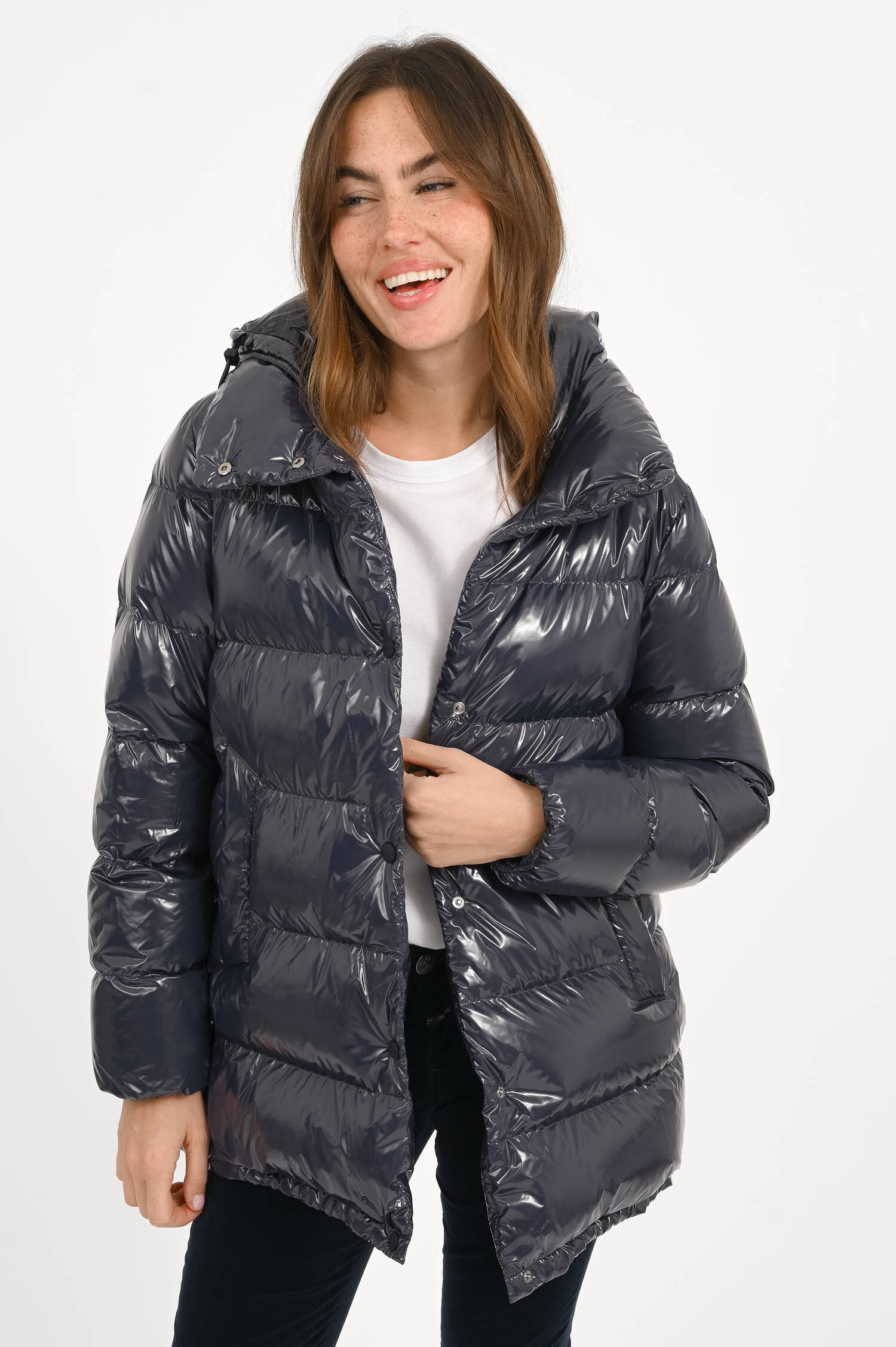 Glänzender Daunen-Kurzmantel PIUMIN in Blue Glänzender Daunen-Kurzmantel PIUMIN in Blue