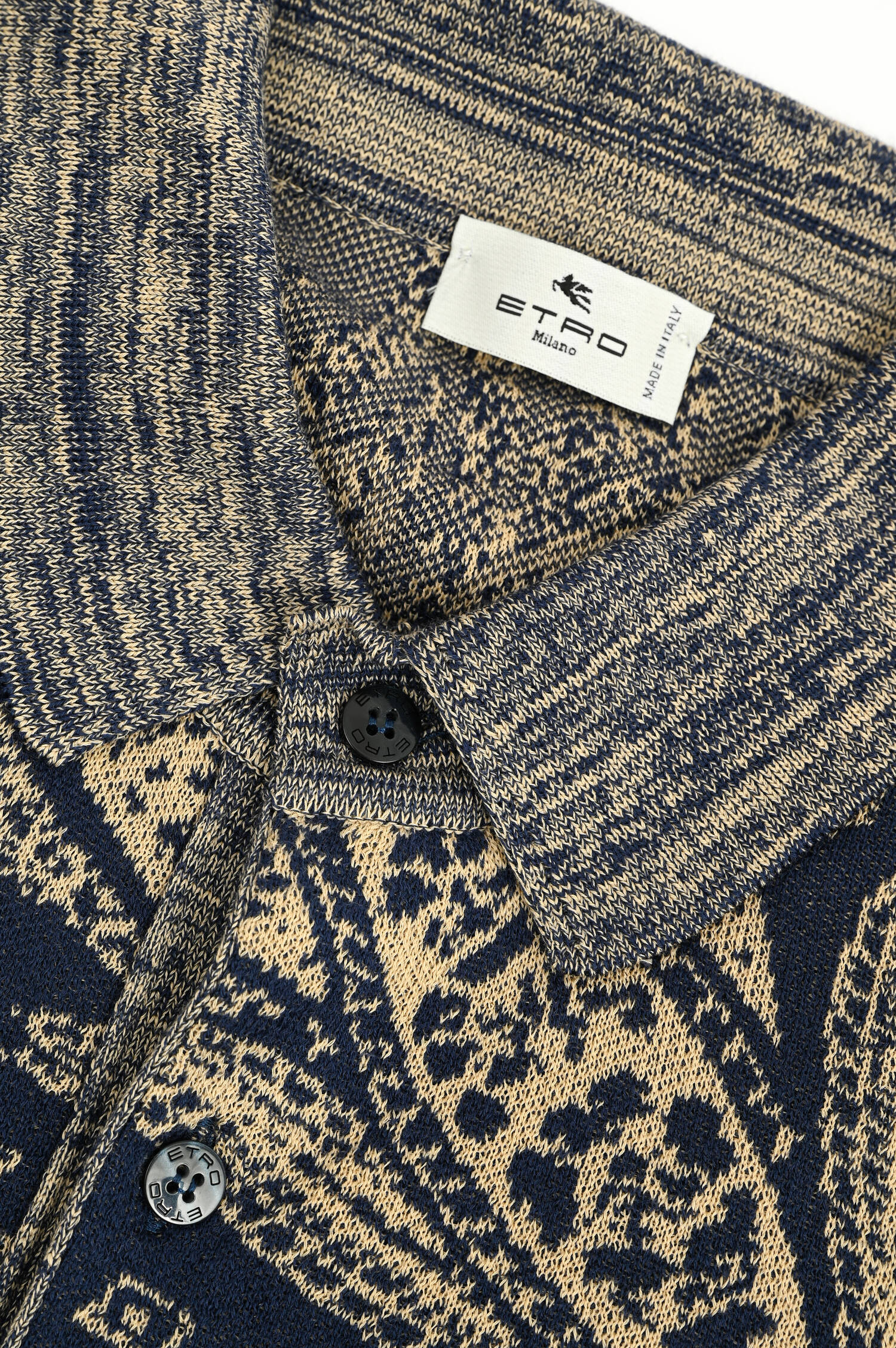 Strick-Polo mit Paisley-Muster in Navy/Blau