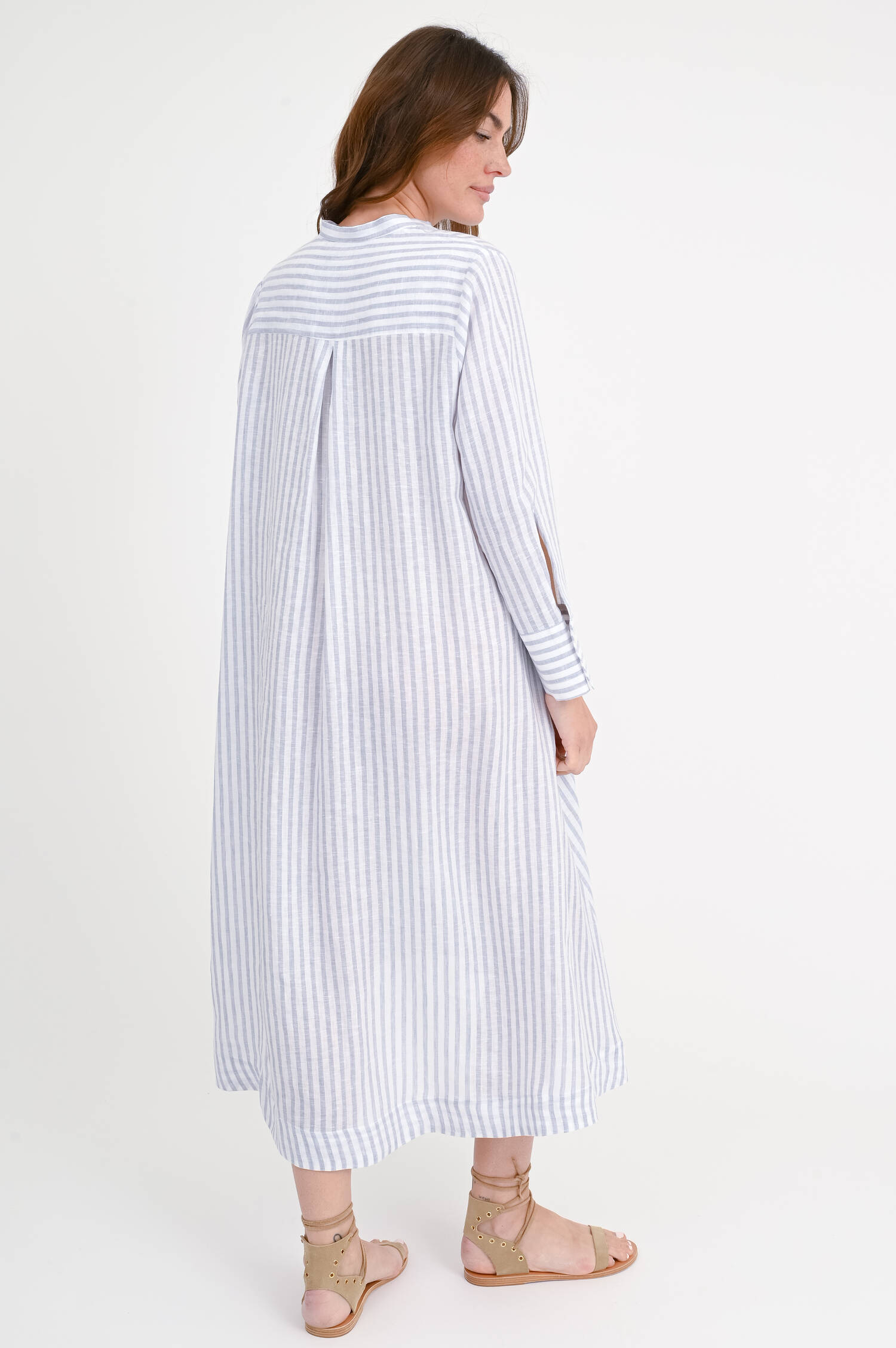 Midikleid OTORRA in Hellgrau/Weiß gestreift