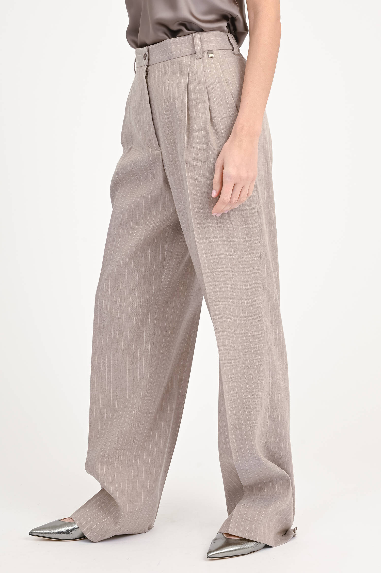 Hose mit Nadelstreifen in Chantilly/Gold