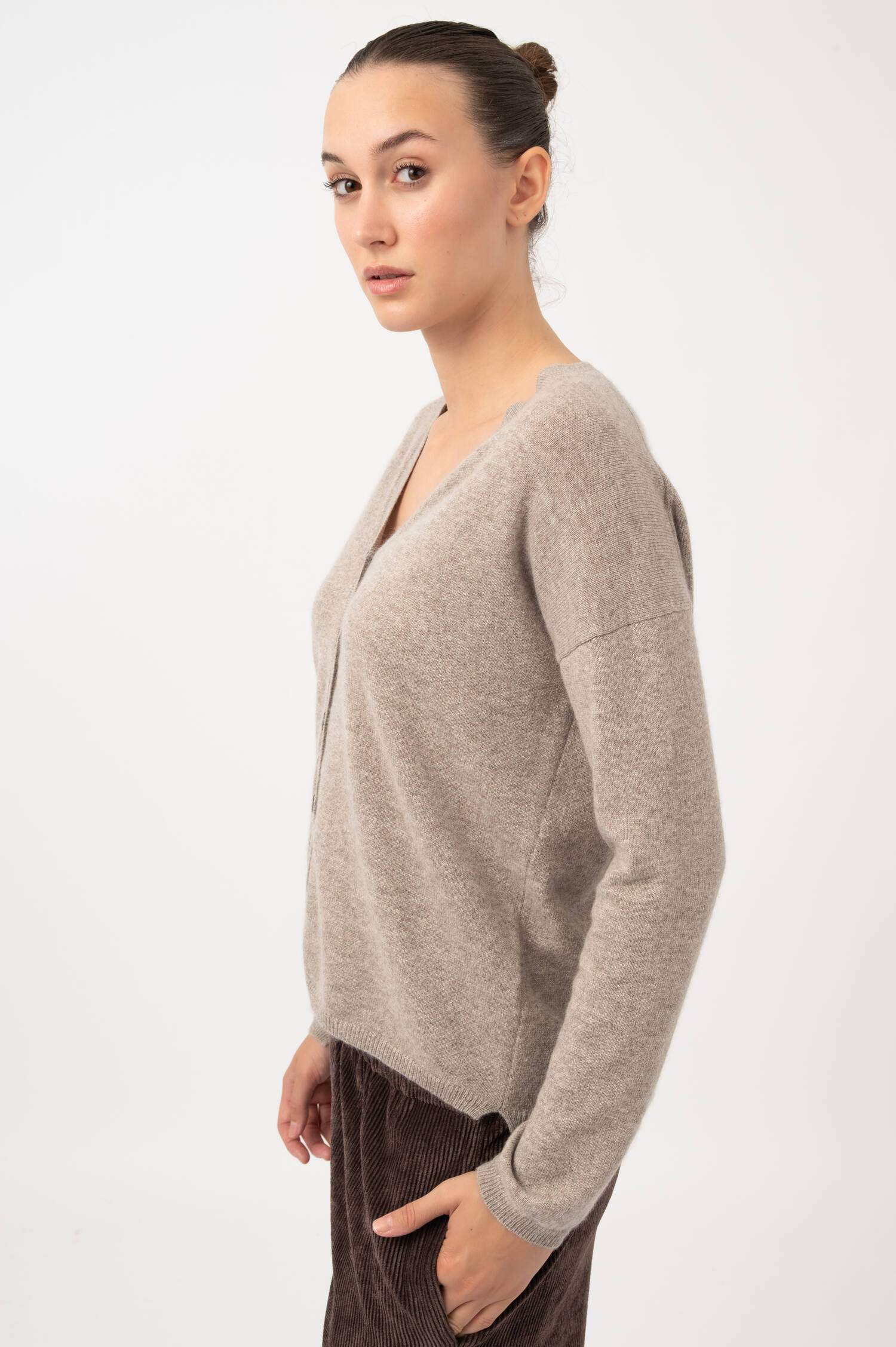 Cashmere Cardigan in Beige meliert Cashmere Cardigan in Beige meliert