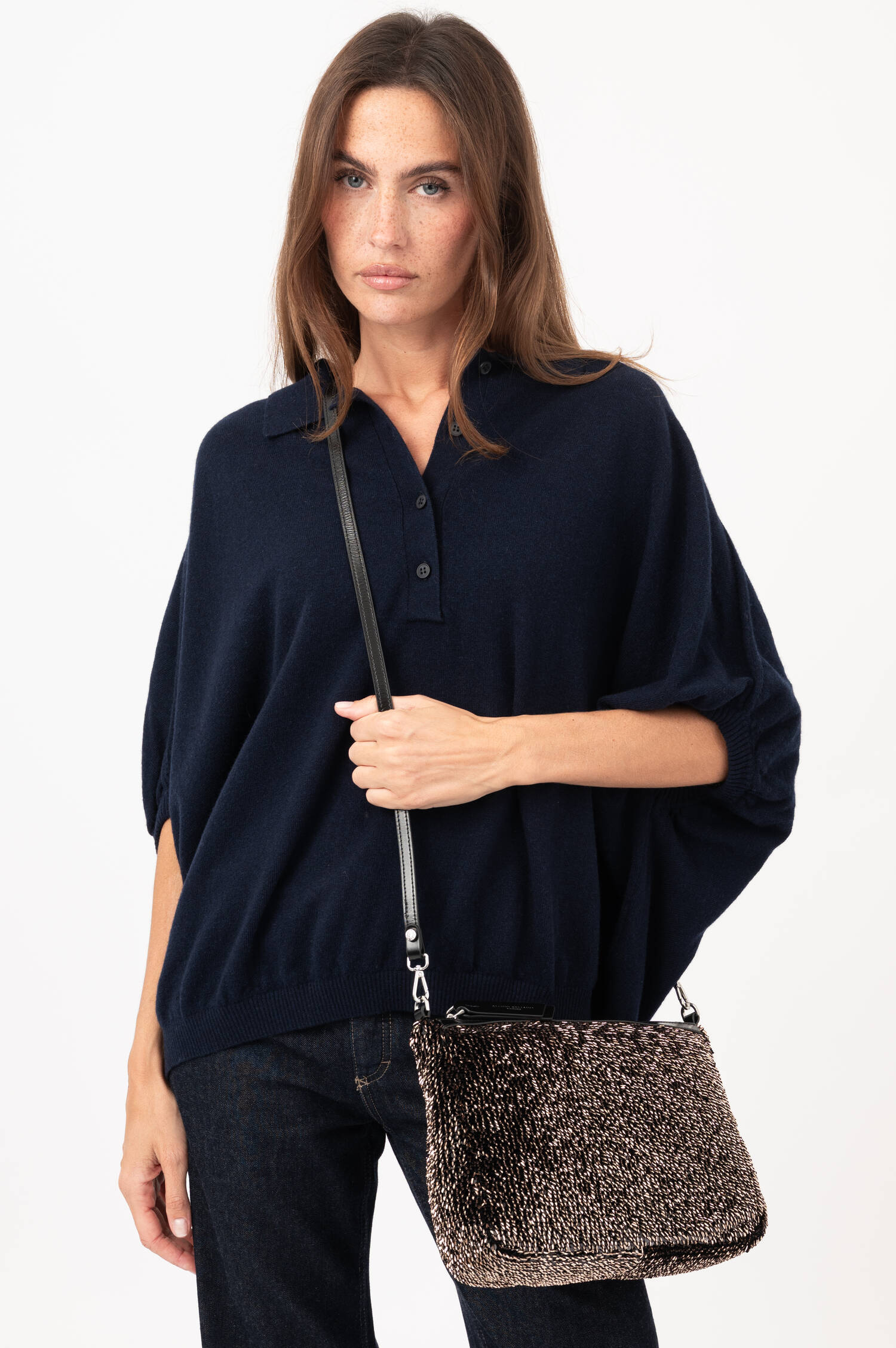 Pailletten-Clutch NORA MEDIUM in Braun