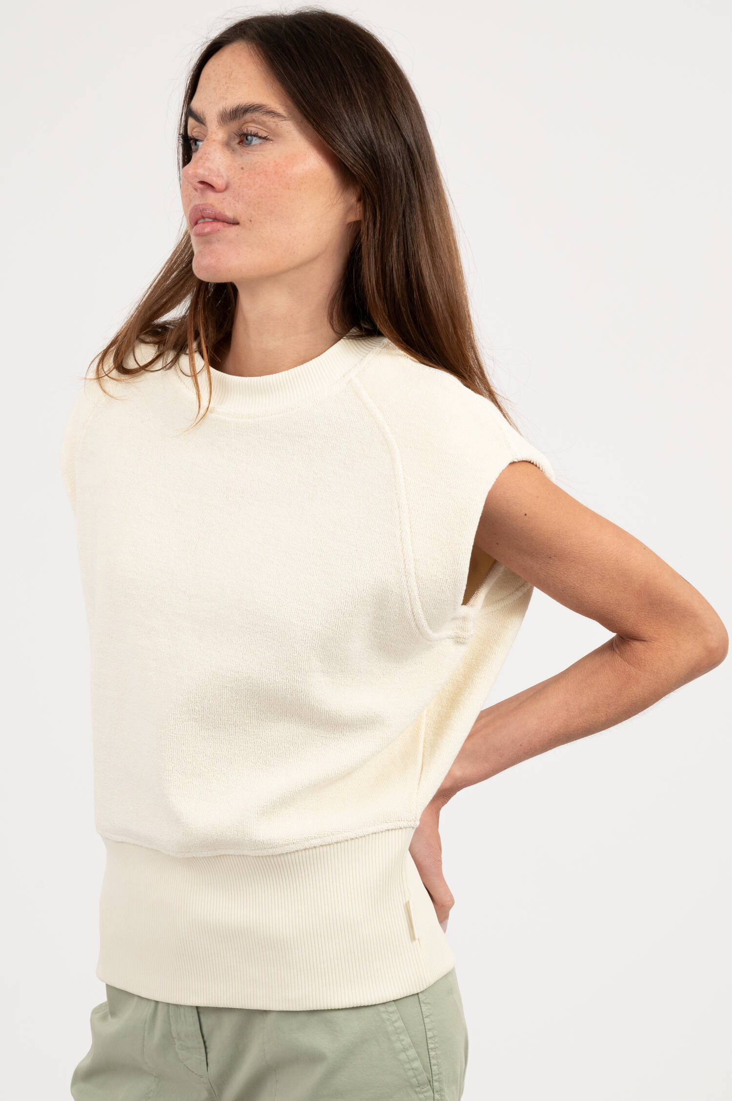 T-Shirt aus Baumwoll-Frottee in Creme