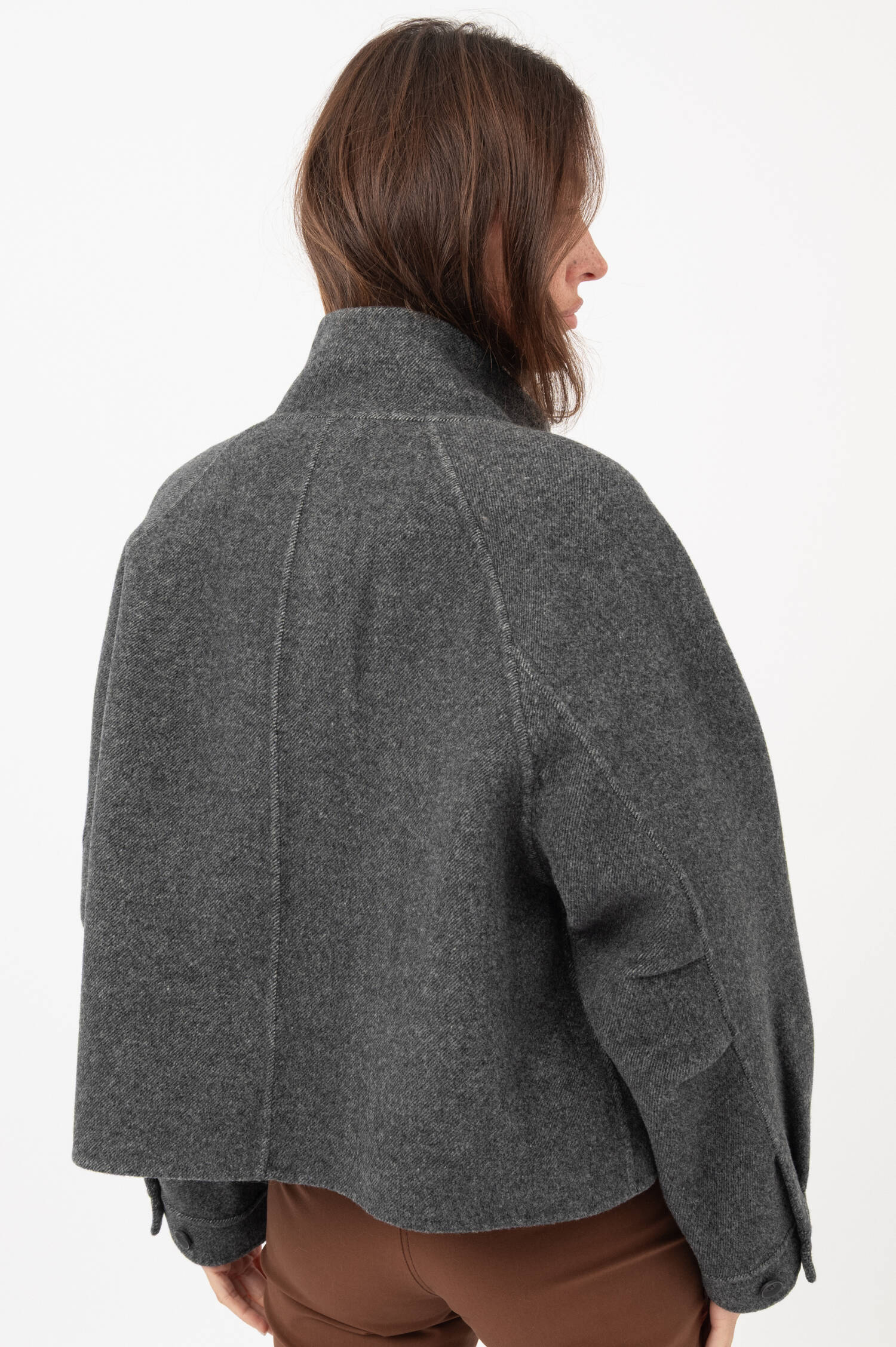 Woll-Mix-Jacke in Dunkelgrau meliert