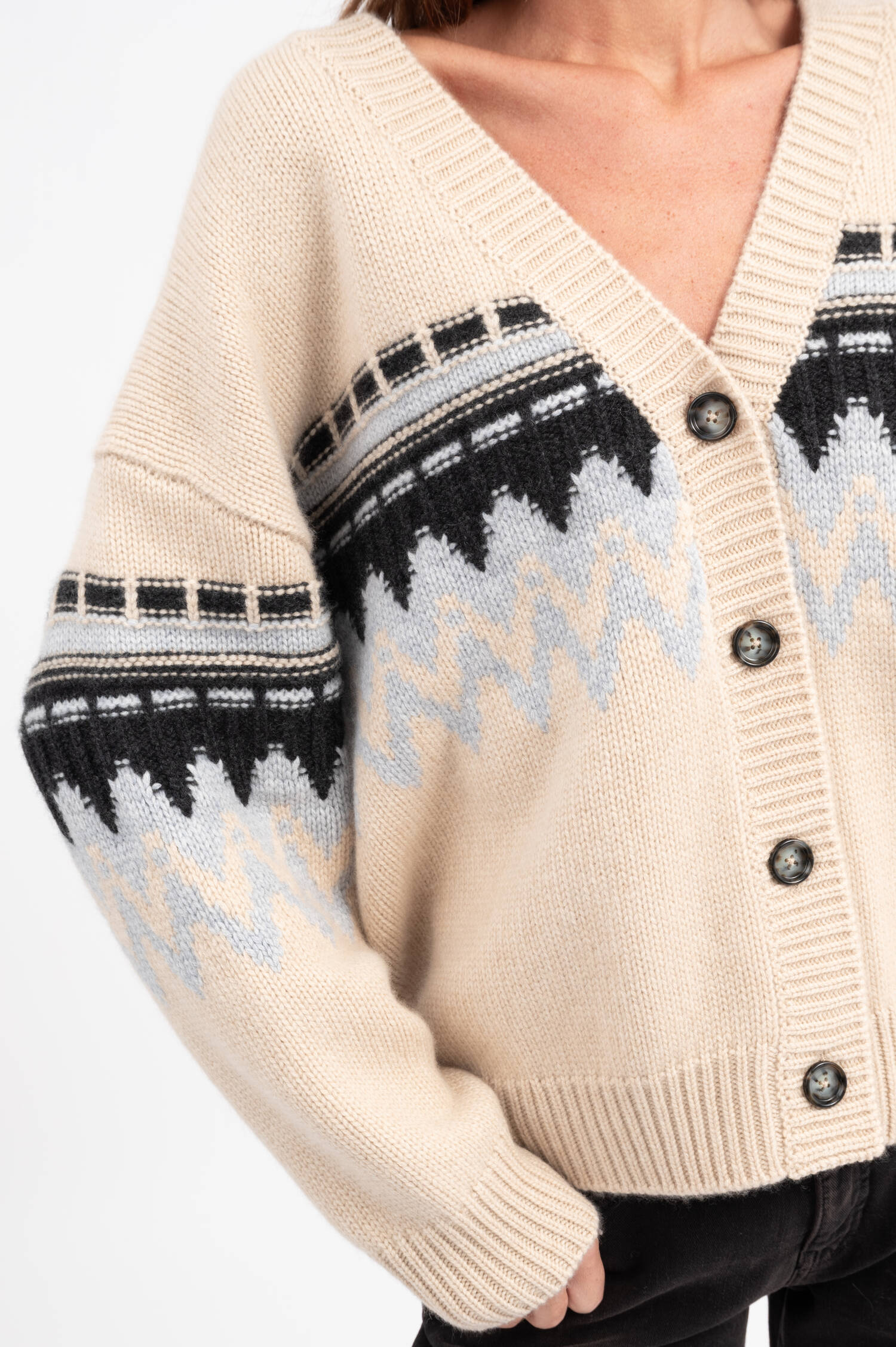 Cardigan in Beige/Hellblau/Dunkelblau Cardigan in Beige/Hellblau/Dunkelblau