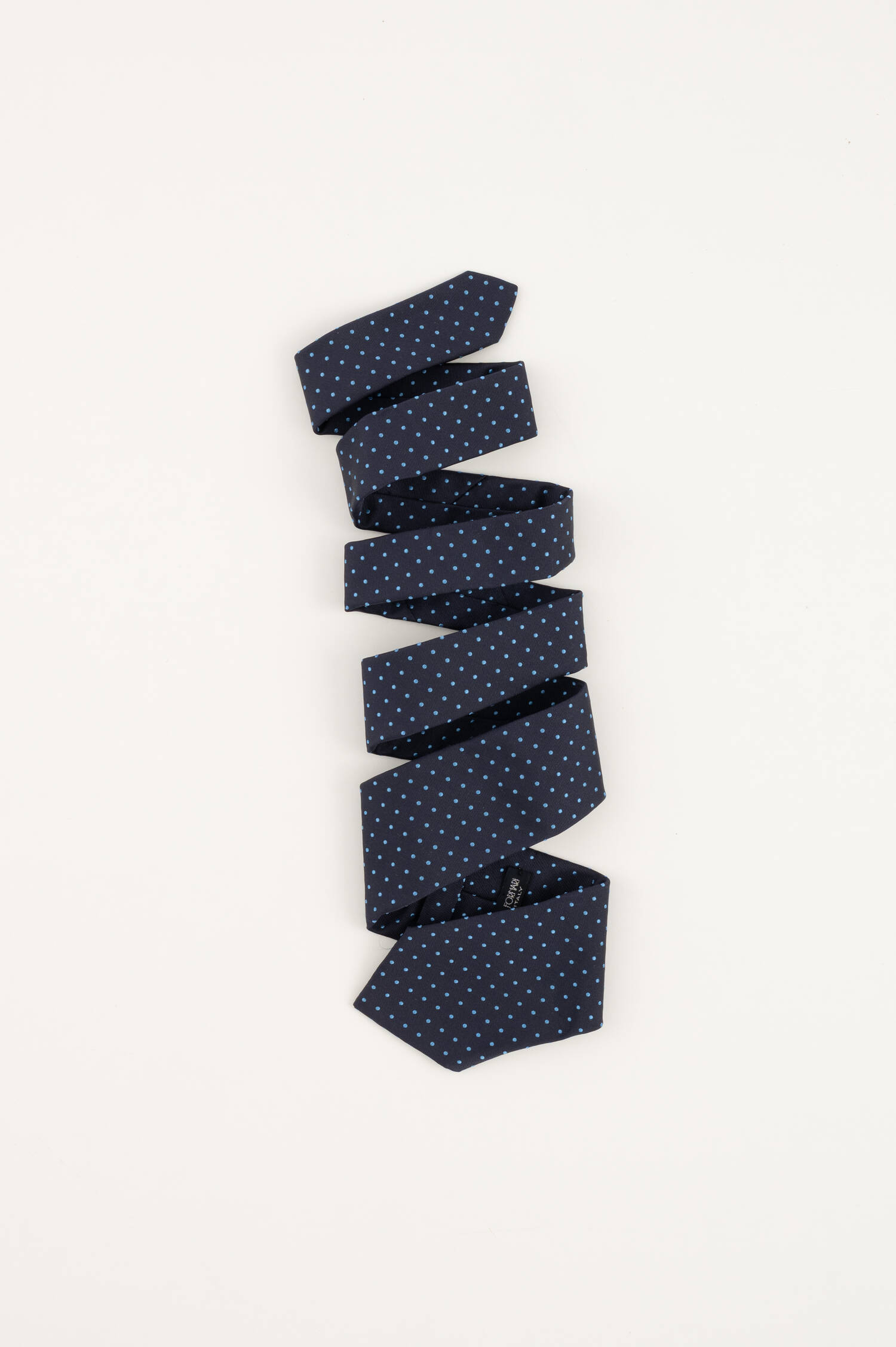 Gemusterte Krawatte aus Seide in Navy/Hellblau Gemusterte Krawatte aus Seide in Navy/Hellblau