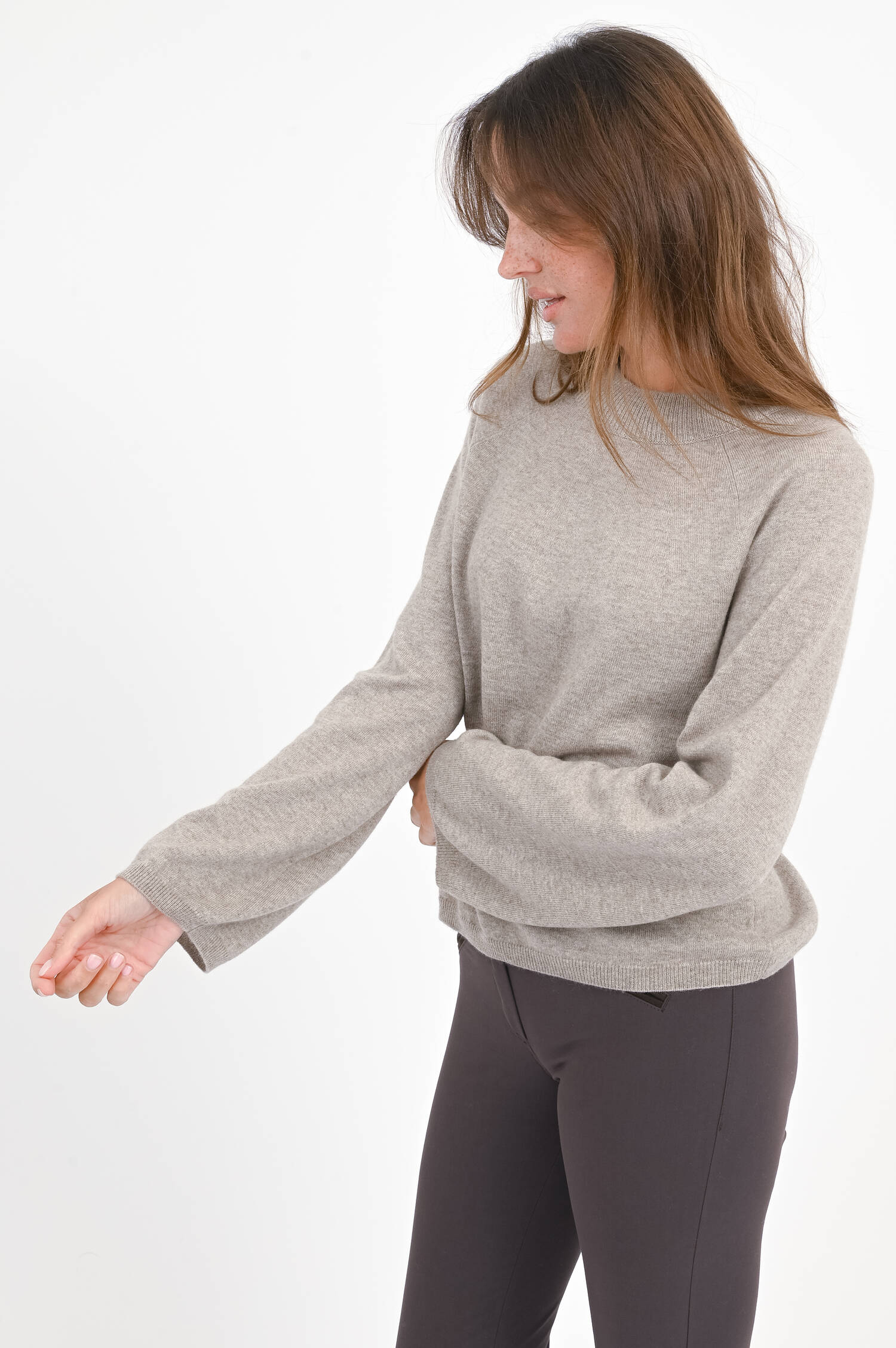 Woll-Cash-Mix Pullover in Beige meliert