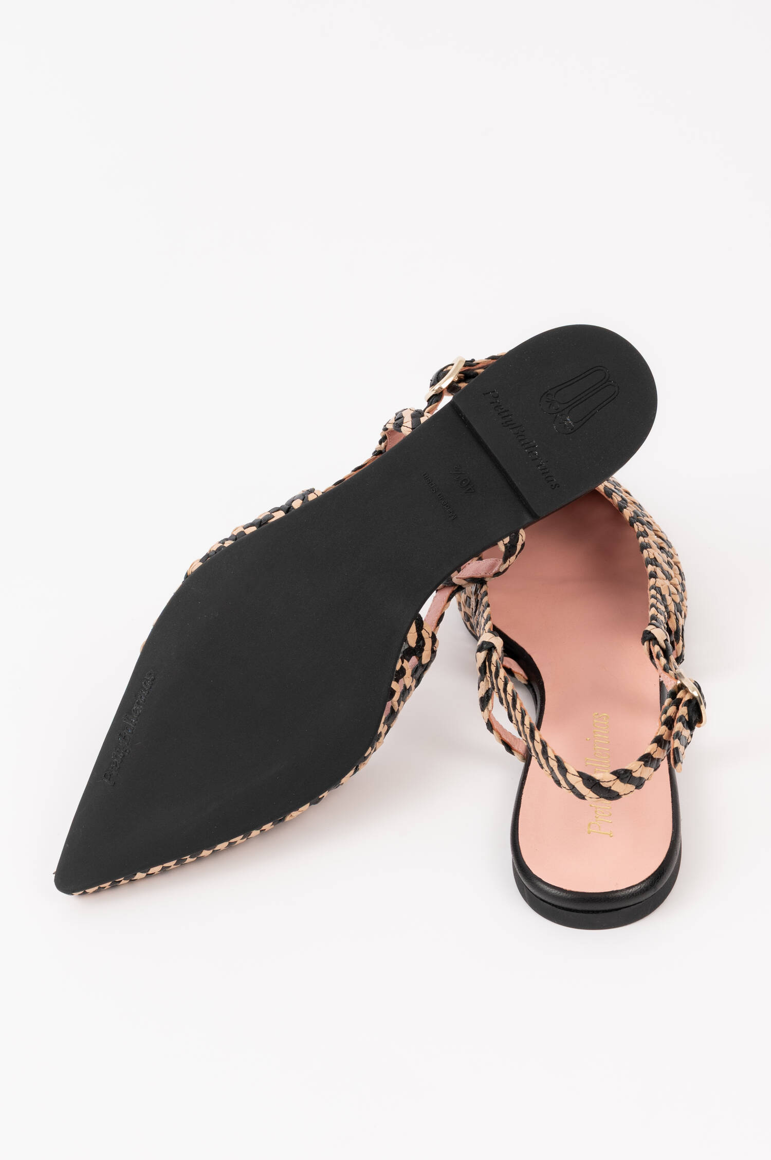 Sling Back Ballerina in Natur/Schwarz Sling Back Ballerina in Natur/Schwarz