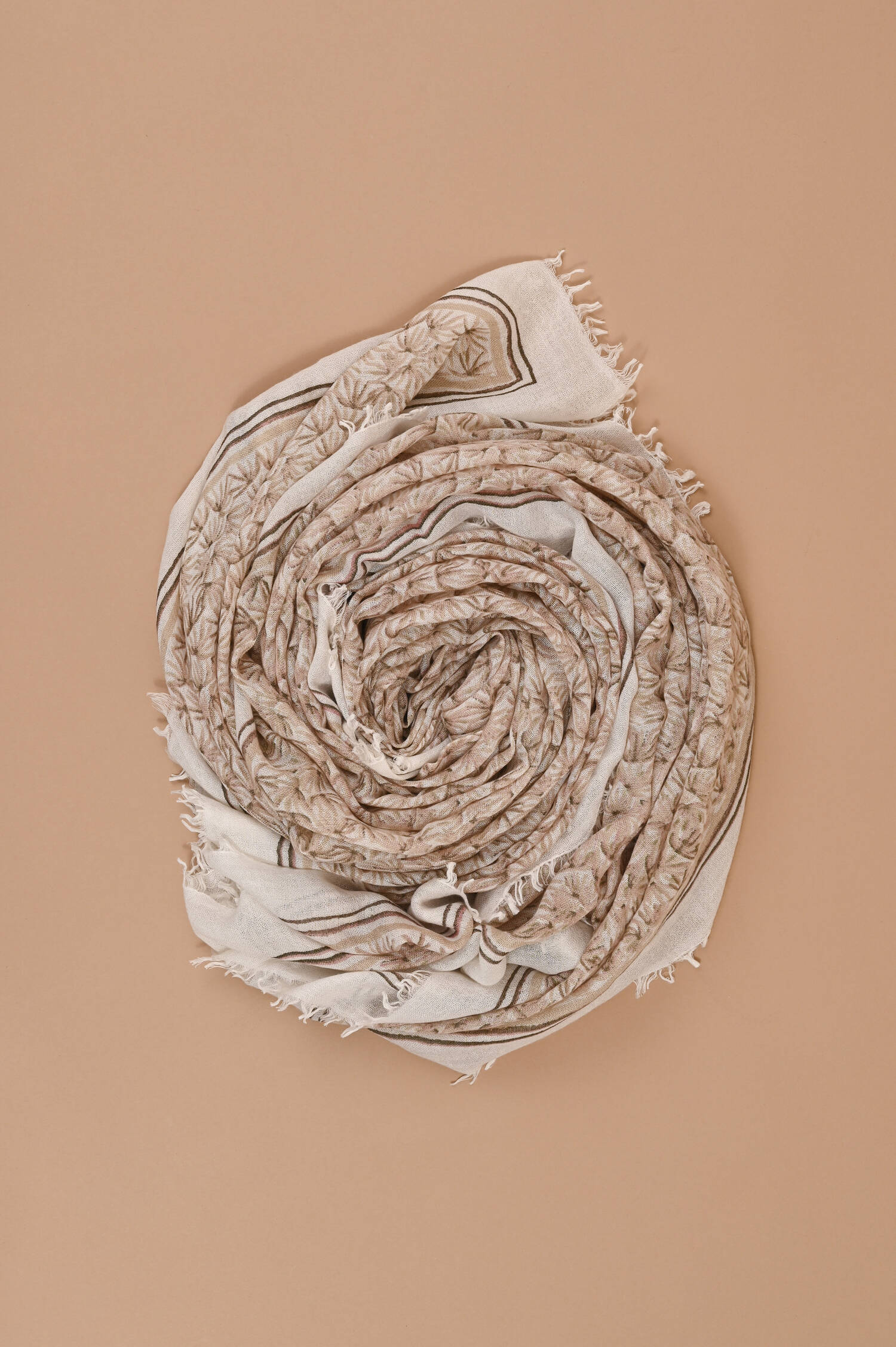 Cashmere-Seidenmix Schal OISA in Braun gemustert