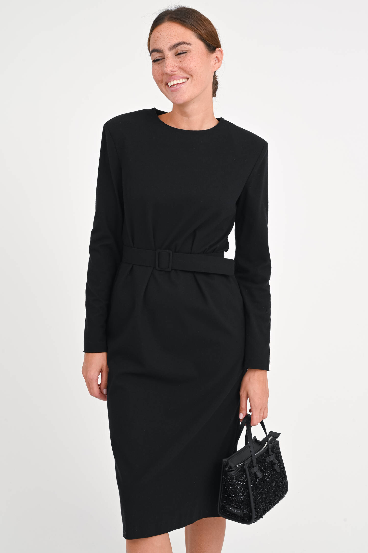 Kleid aus Viskose-Mix in Schwarz