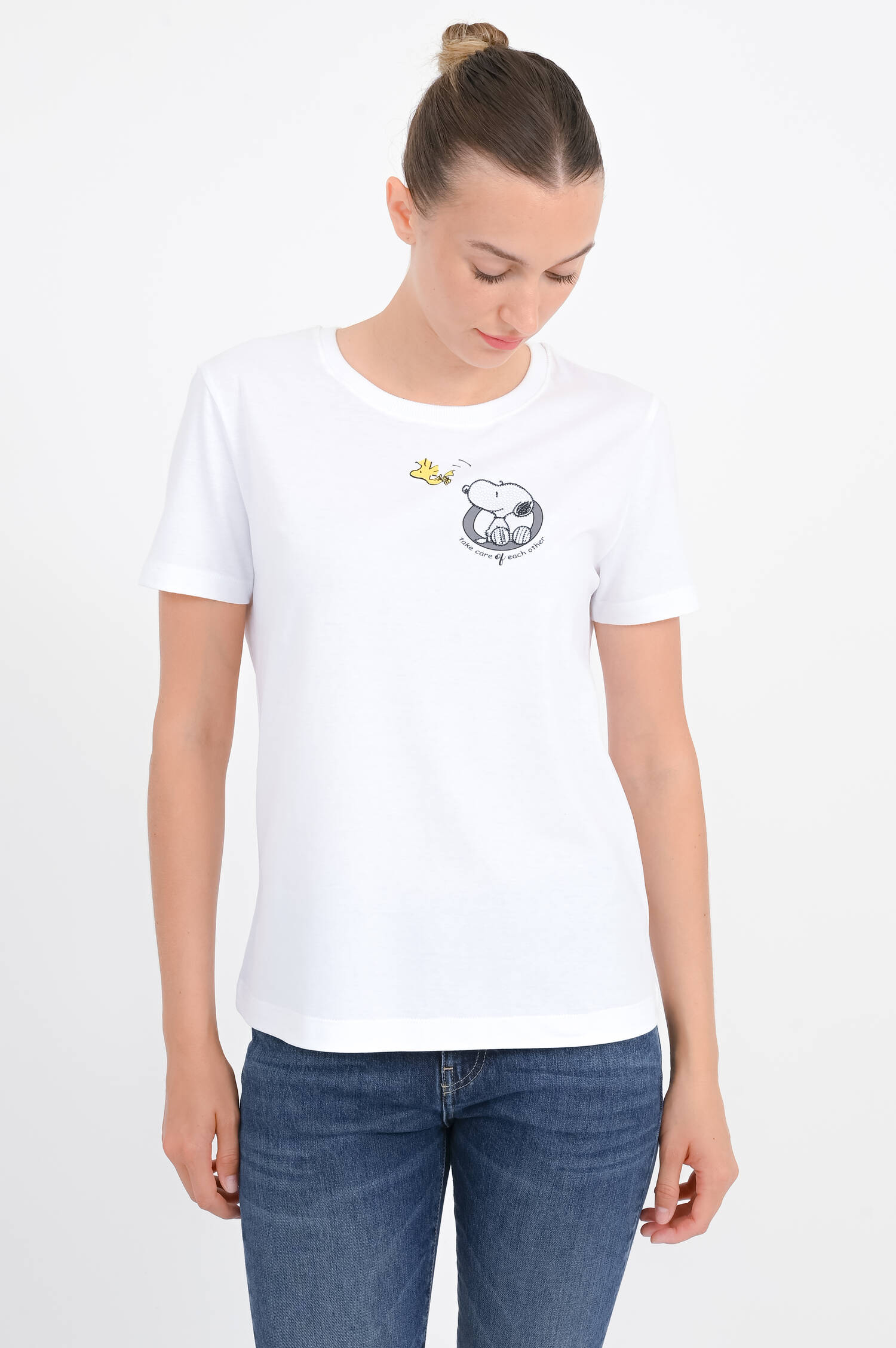 T-Shirt SNOOPY TAKE CARE in Weiß