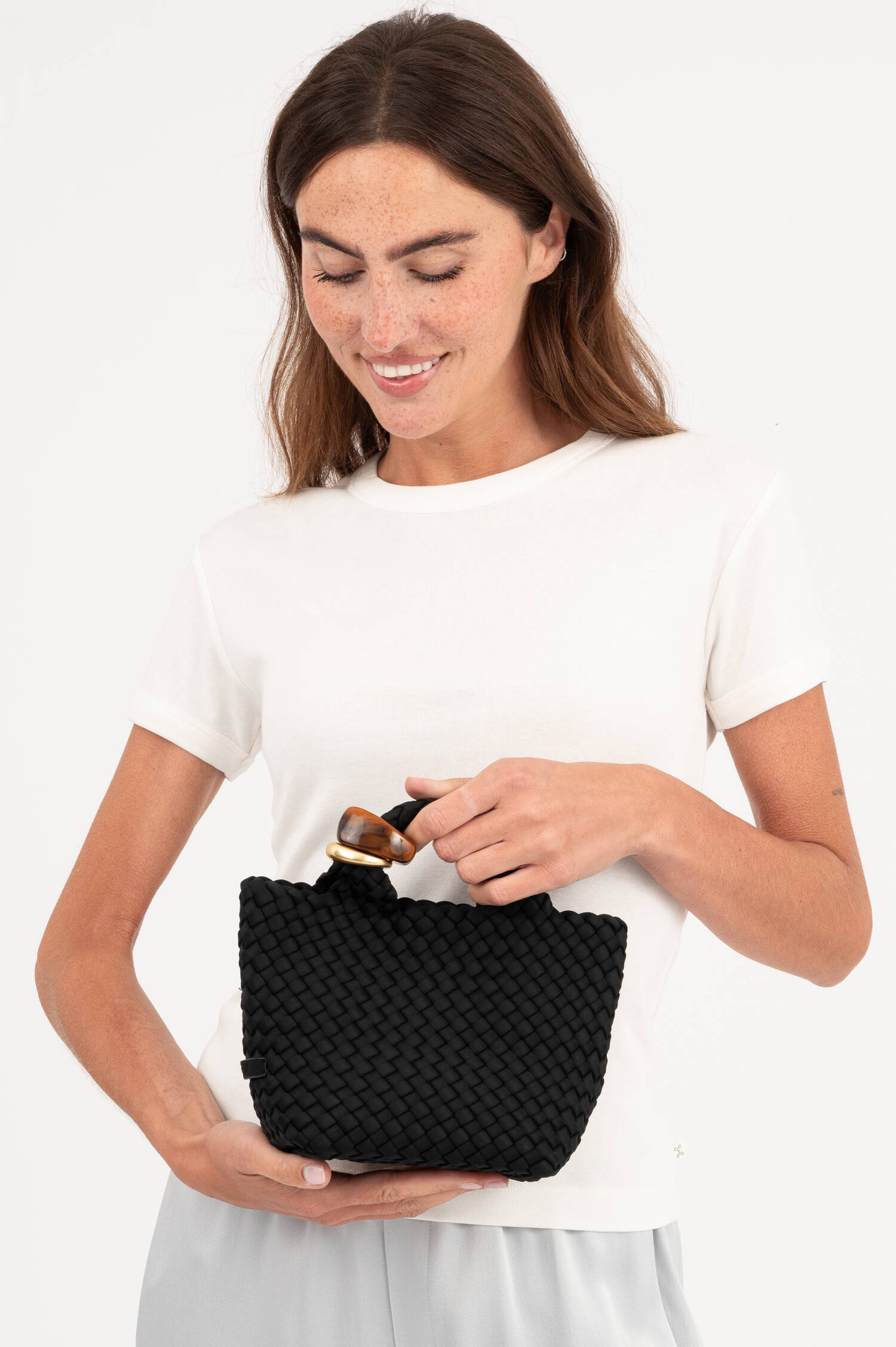Handtasche ST. BARTHS PETIT TOTE BEADS in Schwarz
