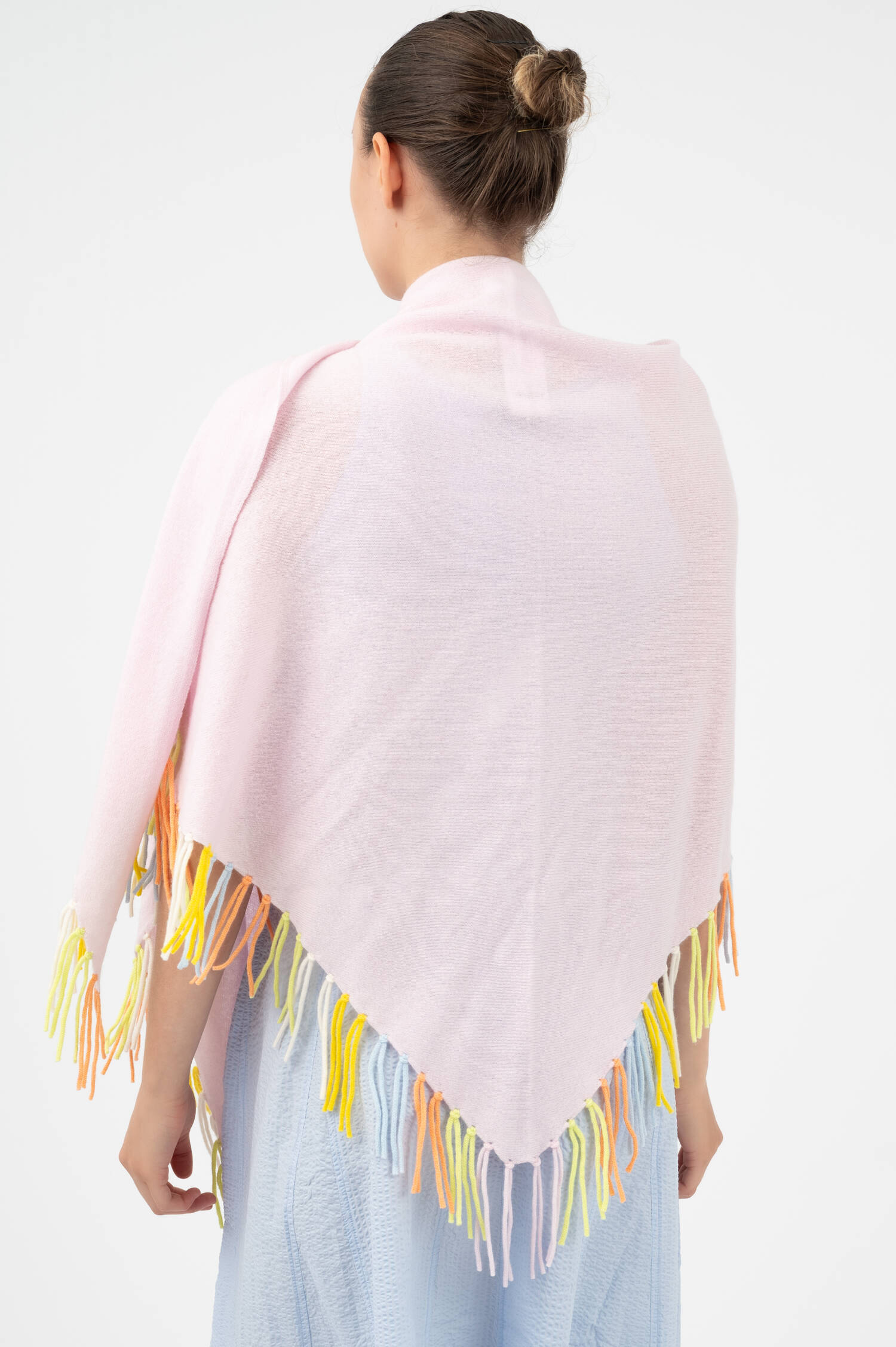 Dreieckstuch aus Woll-Cashmere in Rosa/Multicolor Dreieckstuch aus Woll-Cashmere in Rosa/Multicolor