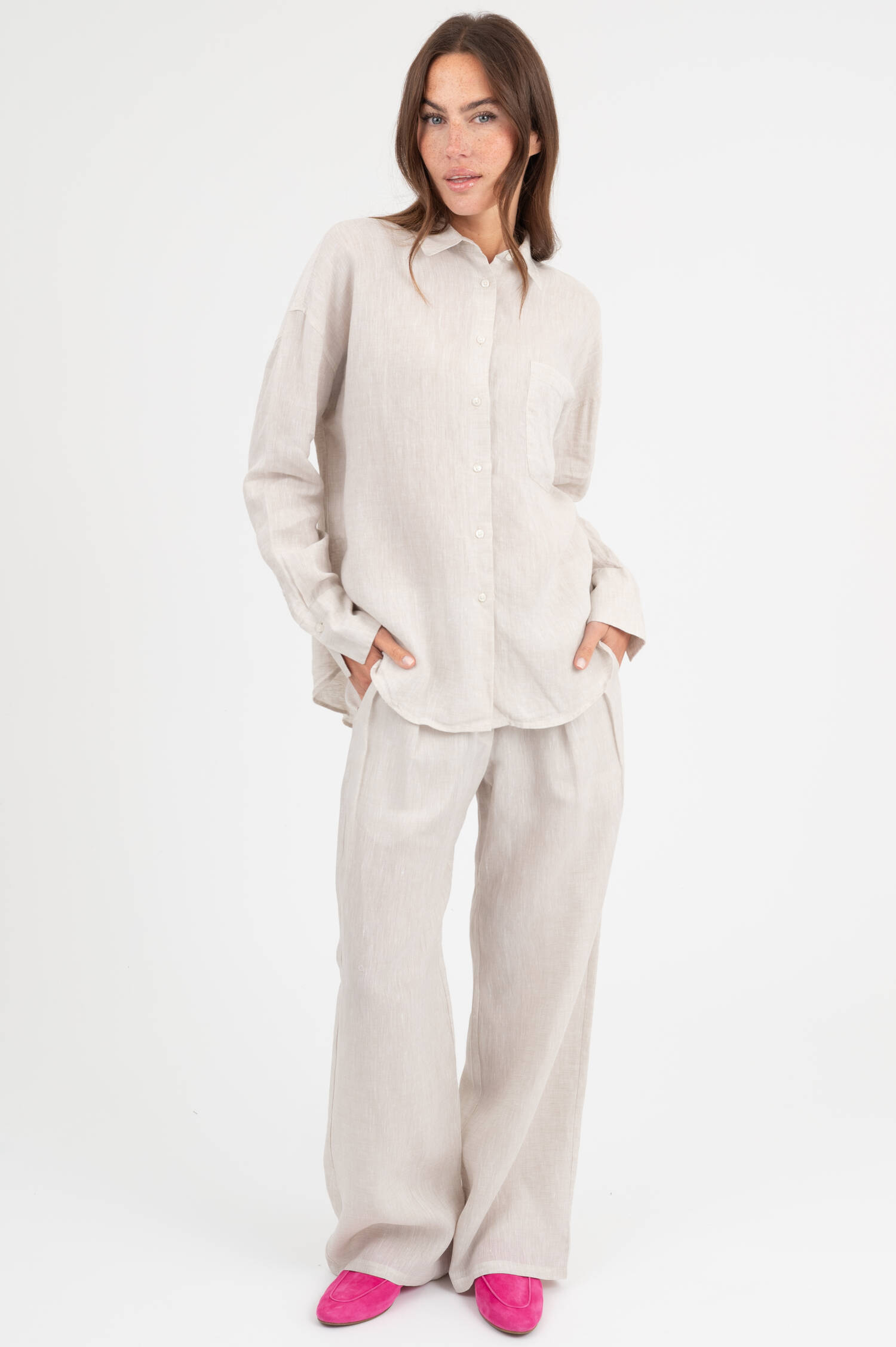 Leinenbluse in Beige
