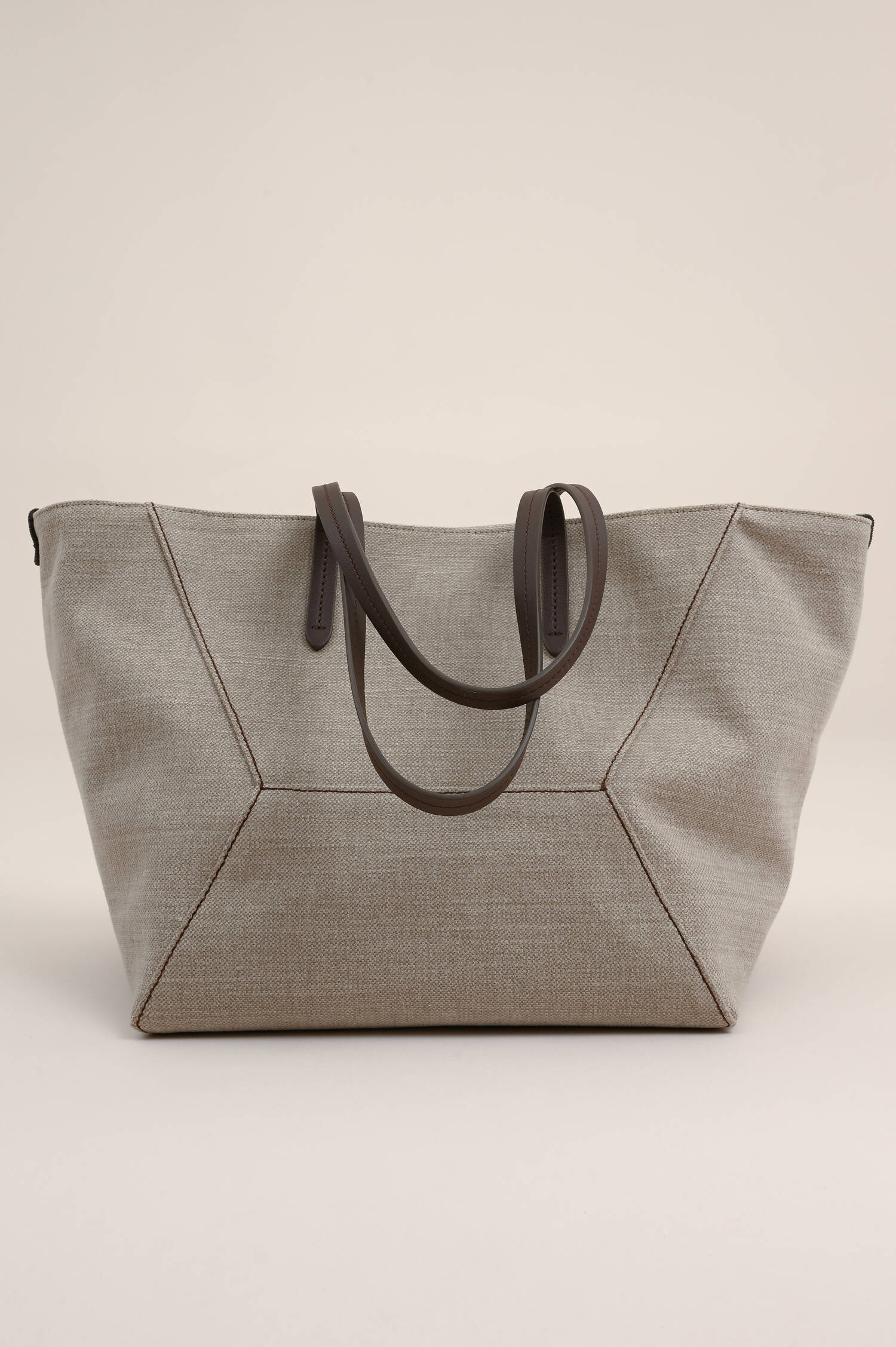 Shopper aus Canvas in Taupe
