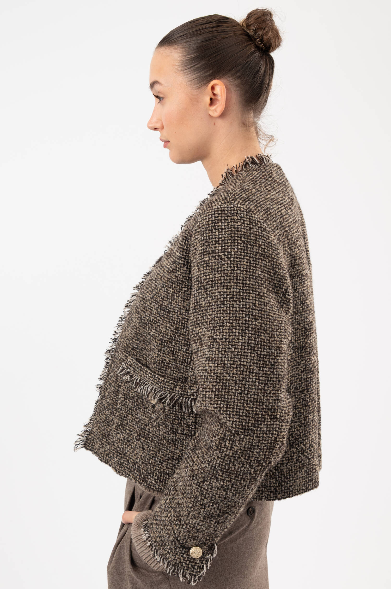 Tweed-Jacke in Braun