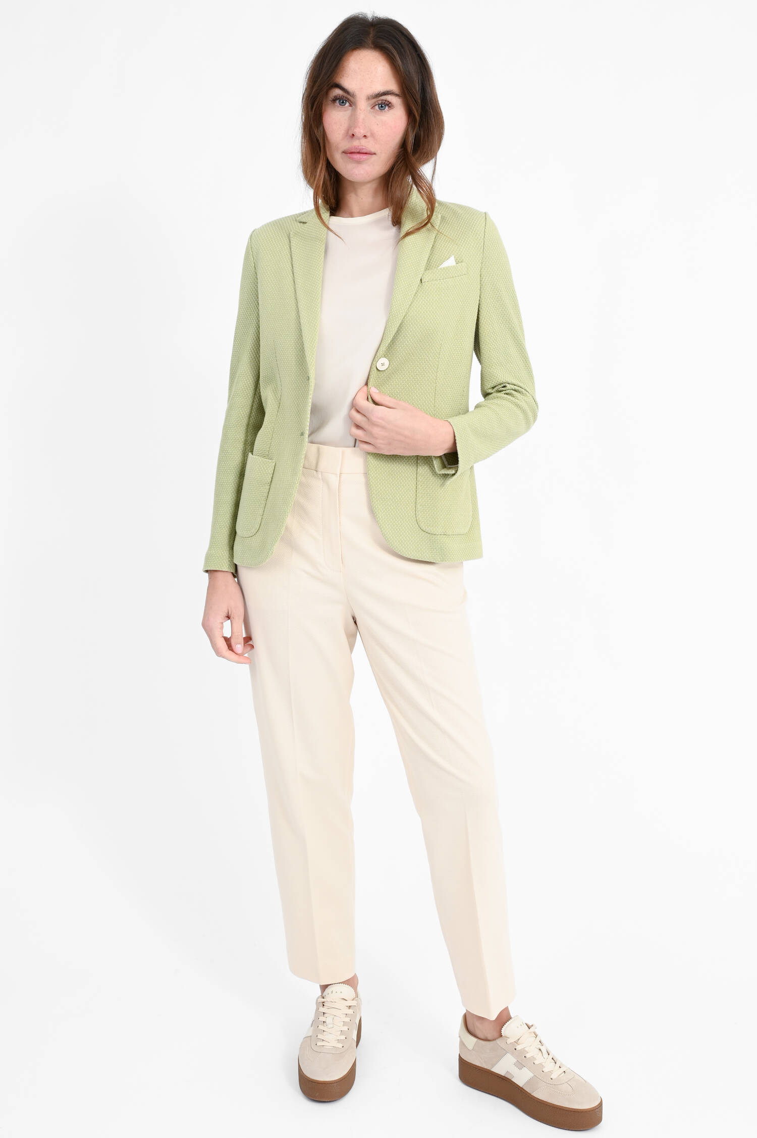 Einreihiger Oxford Blazer in Grün