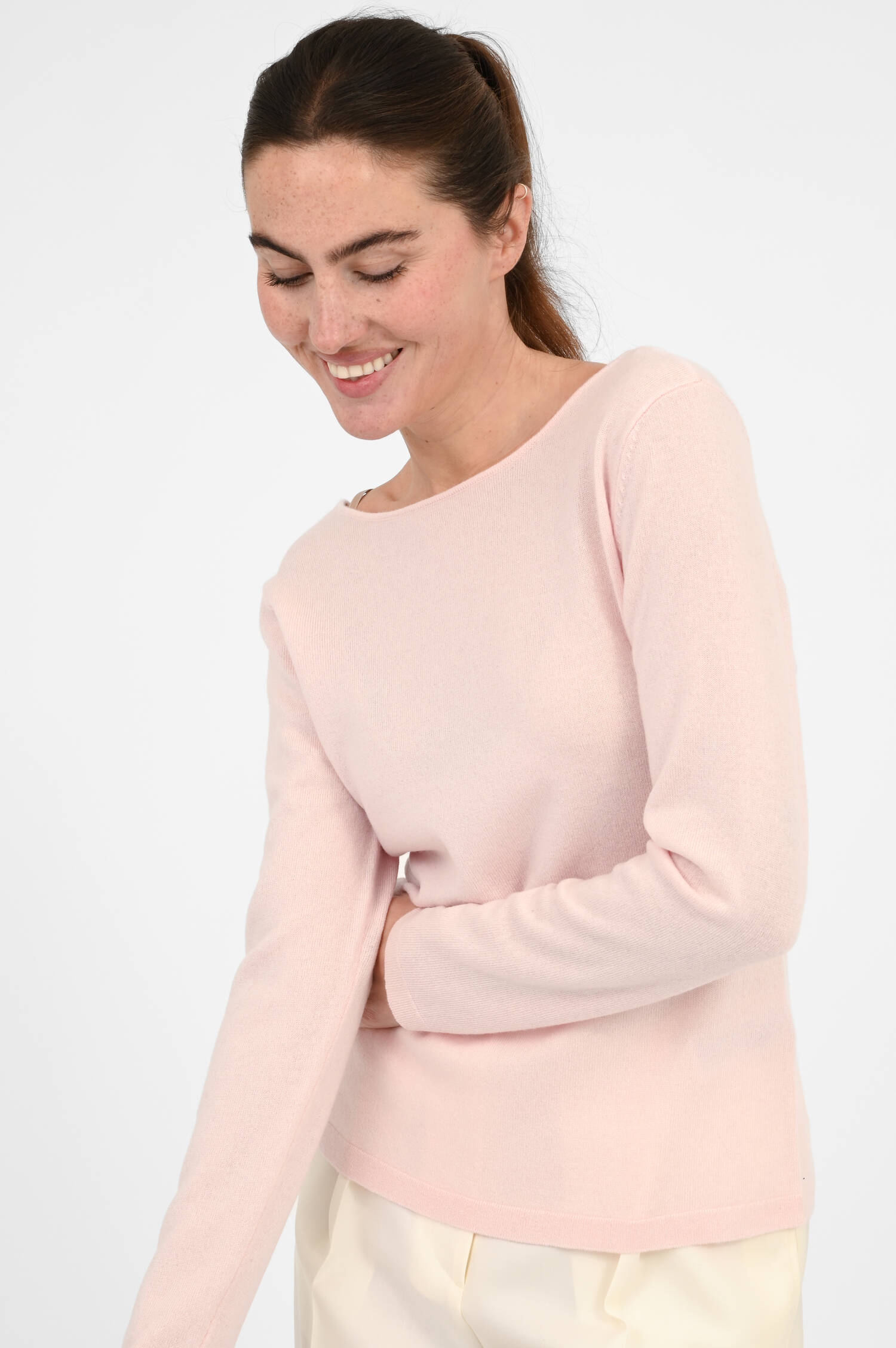 Longsleeve mit V-Ausschnitt im Rückenteil in Rosa