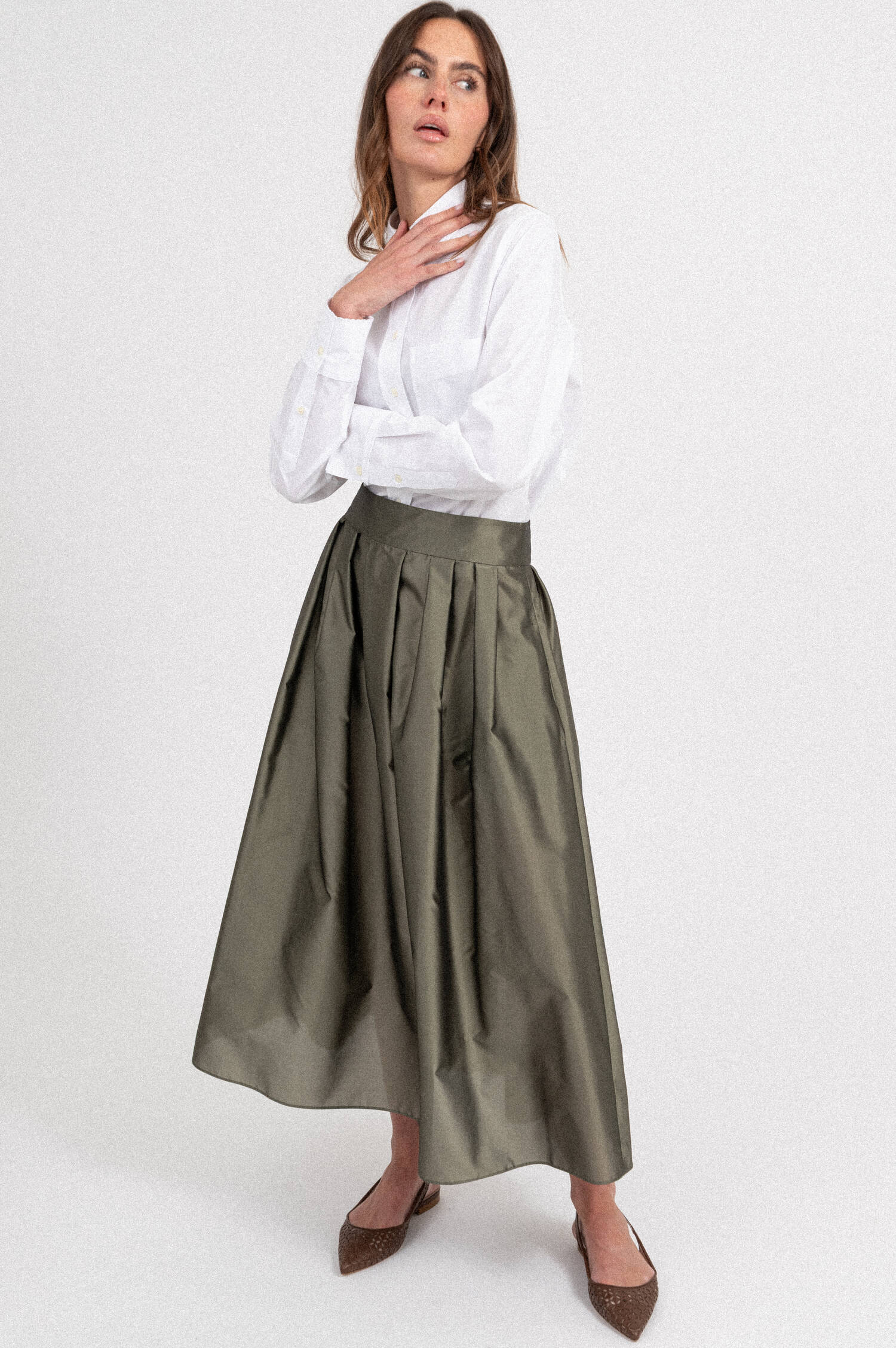 Satin-Rock EFFETTO in Dunkelgrün