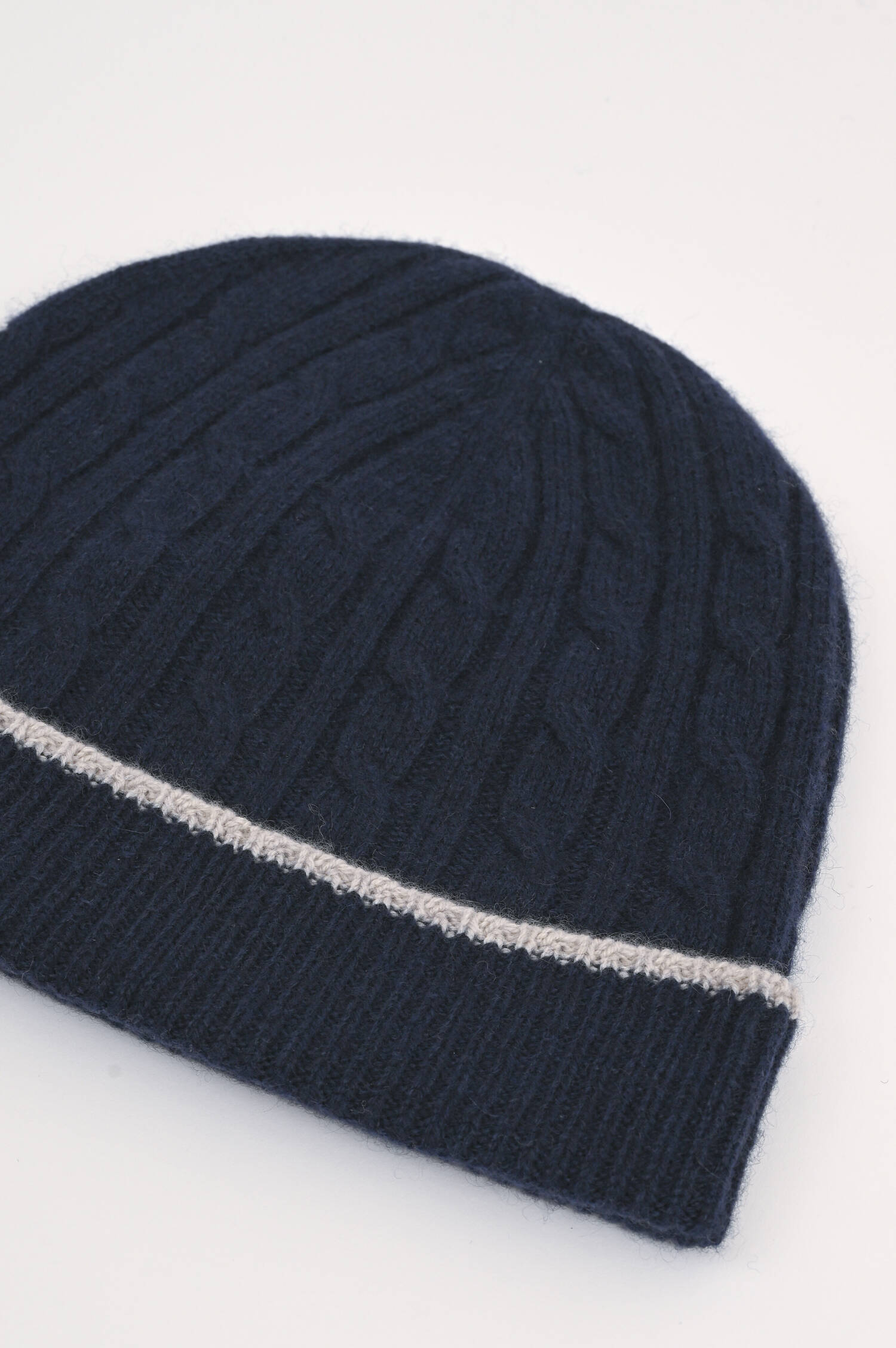 Zopfstrick Cashmere Mütze in Navy