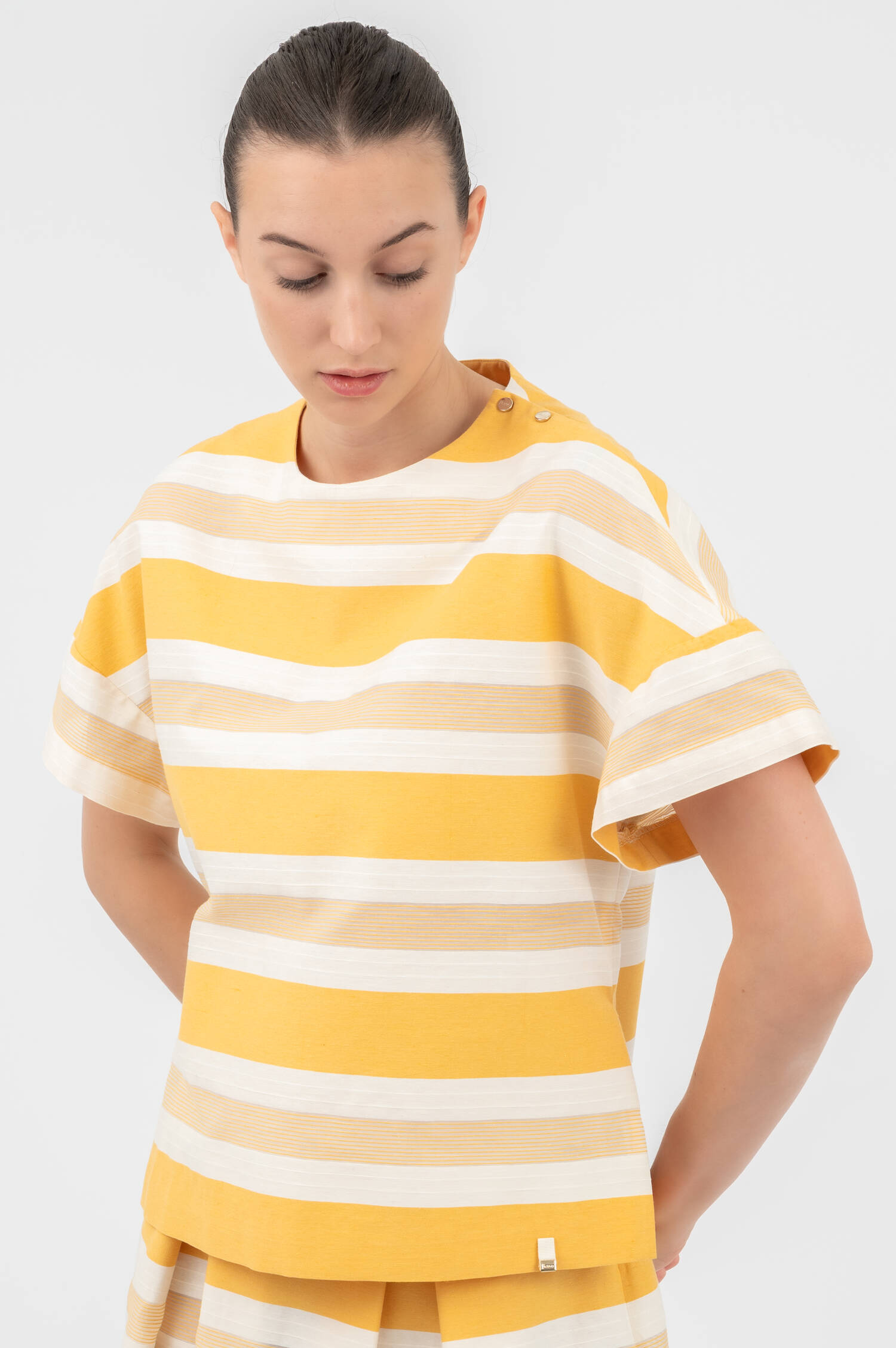Blusenshirt in Gelb/Weiß
