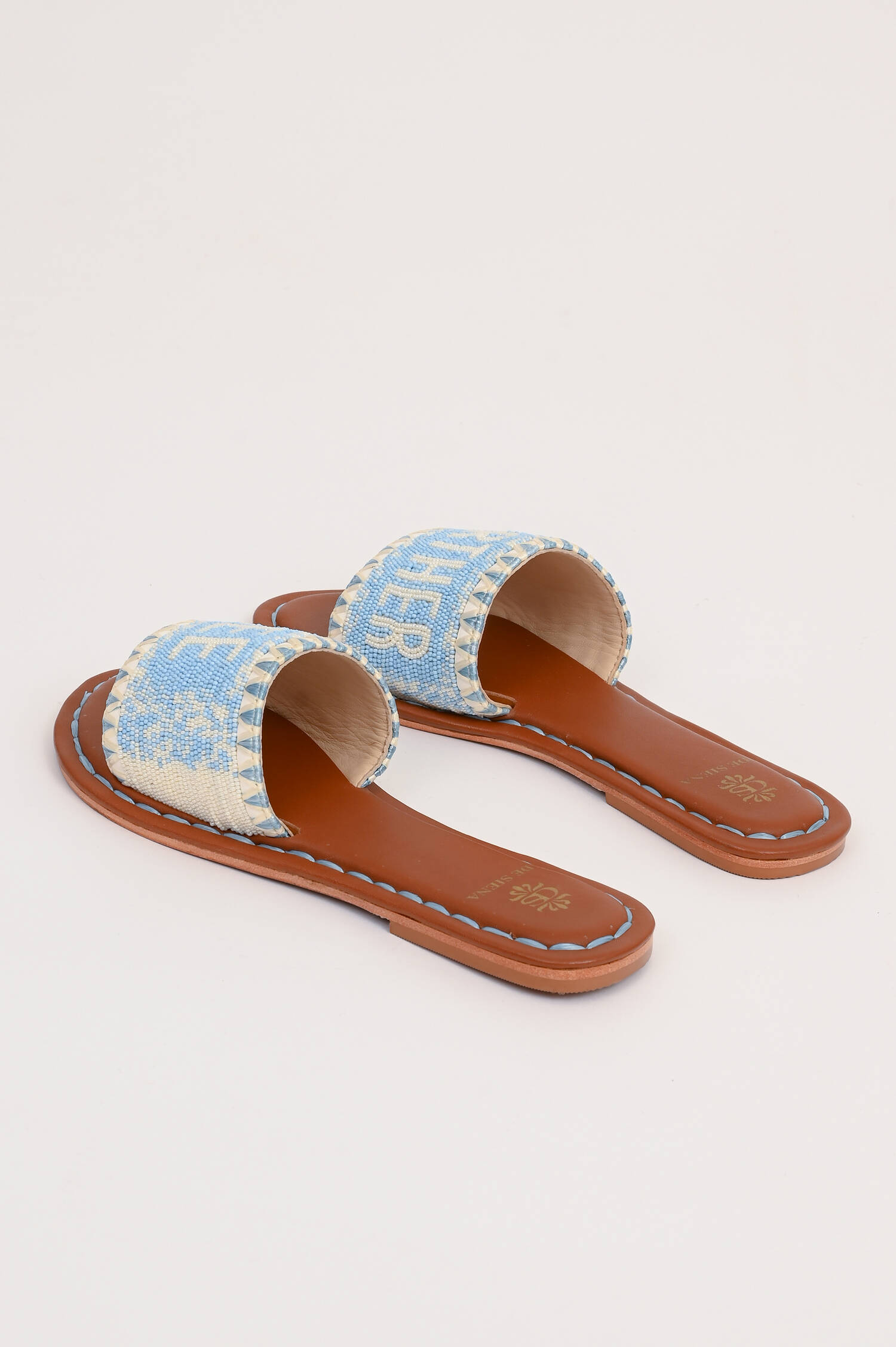 Pantoletten WÖRTHERSEE in Hellblau/Off-White