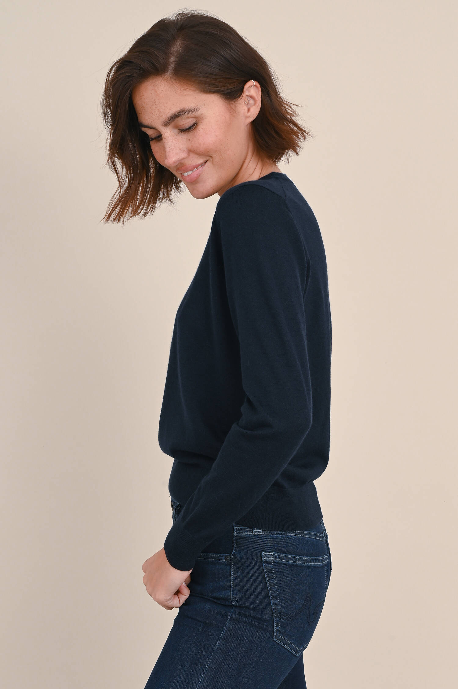 Feinstrick Cashmere Pullover in Navy Feinstrick Cashmere Pullover in Navy