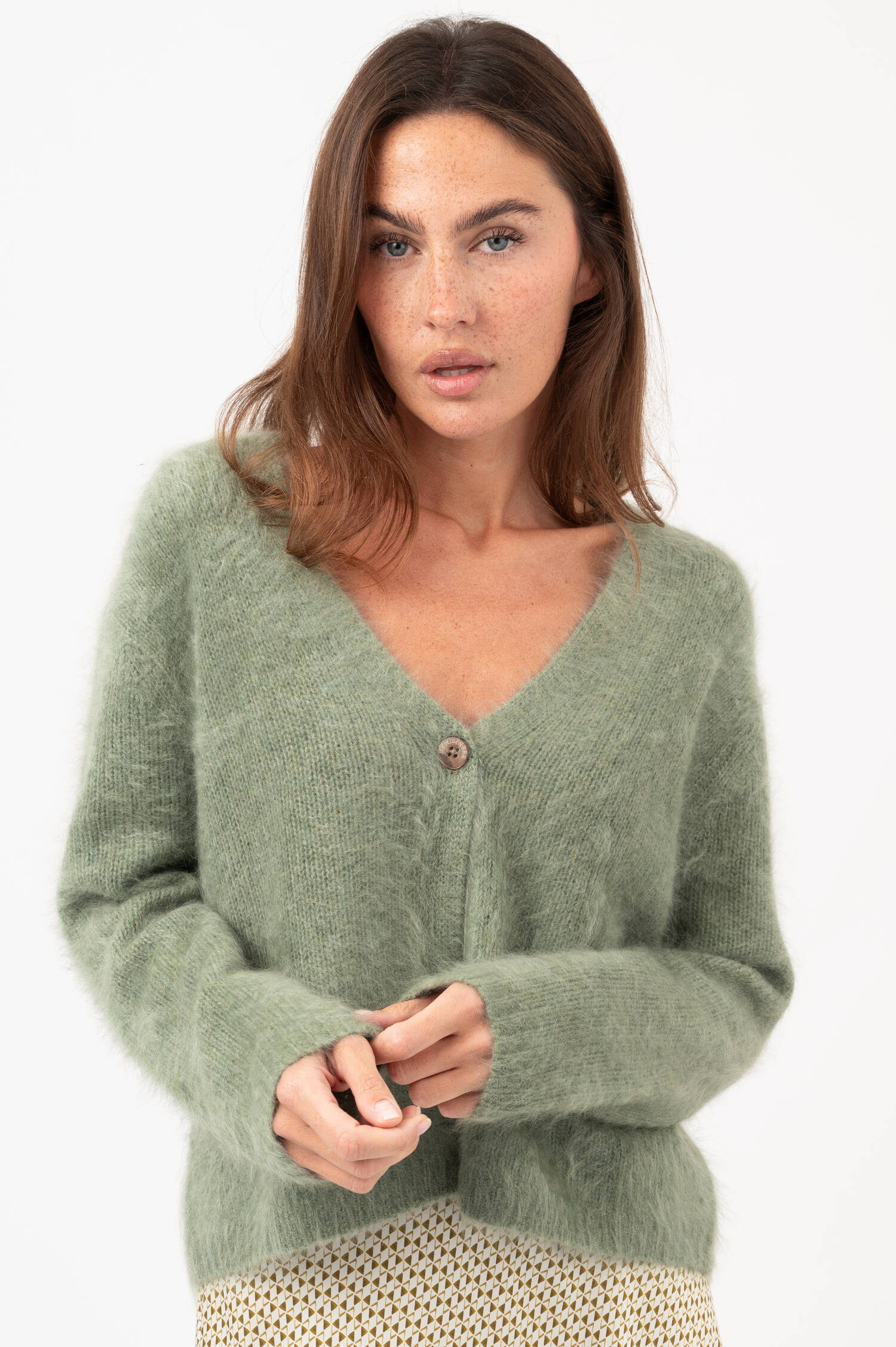Cashmere-Strick-Cardigan in Grün Cashmere-Strick-Cardigan in Grün