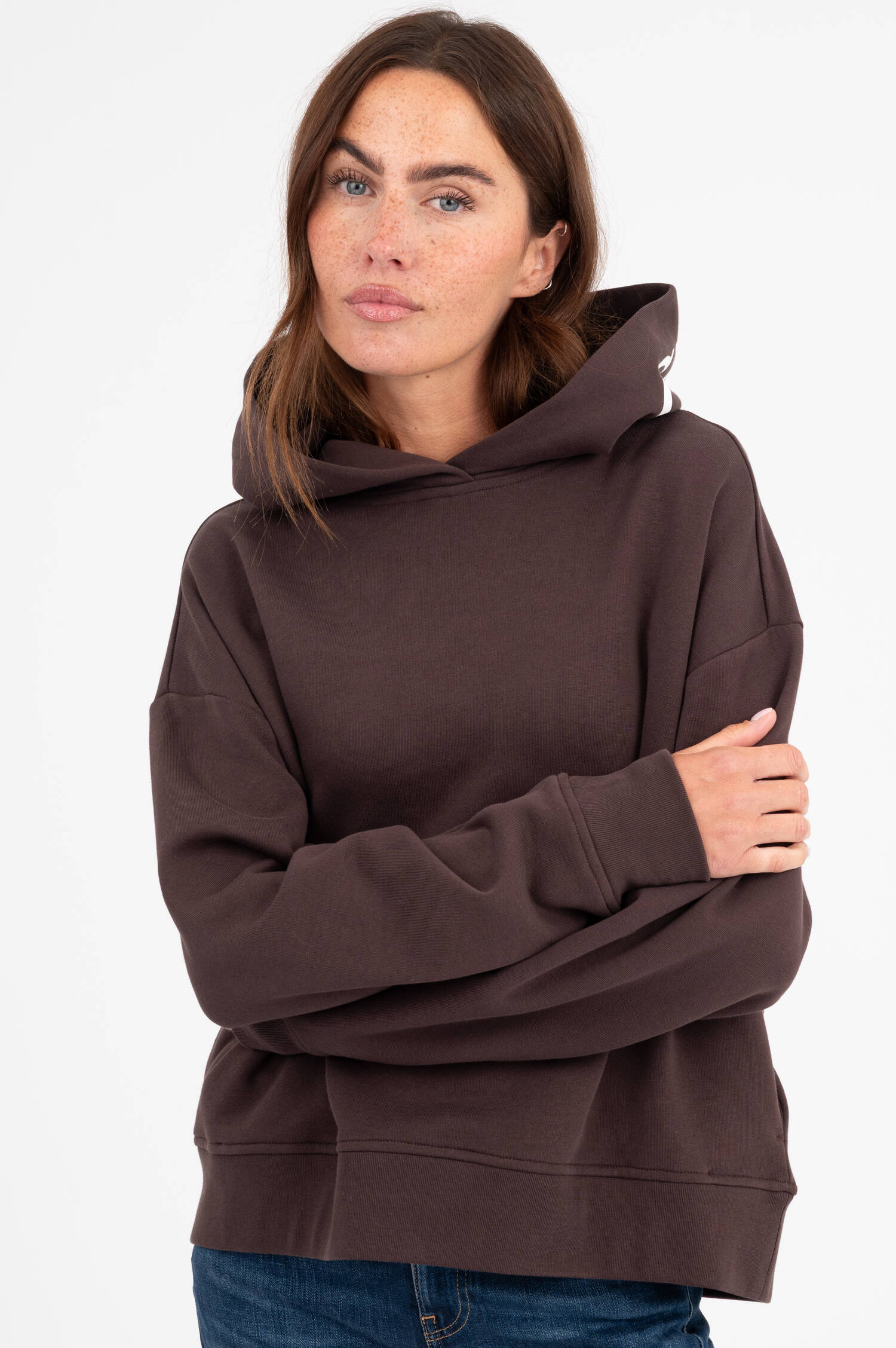 Hoodie mit Logo-Print in Braun
