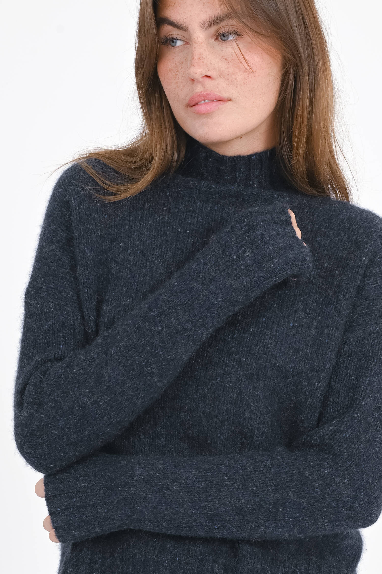 Cashmere-Pullover in Blau meliert