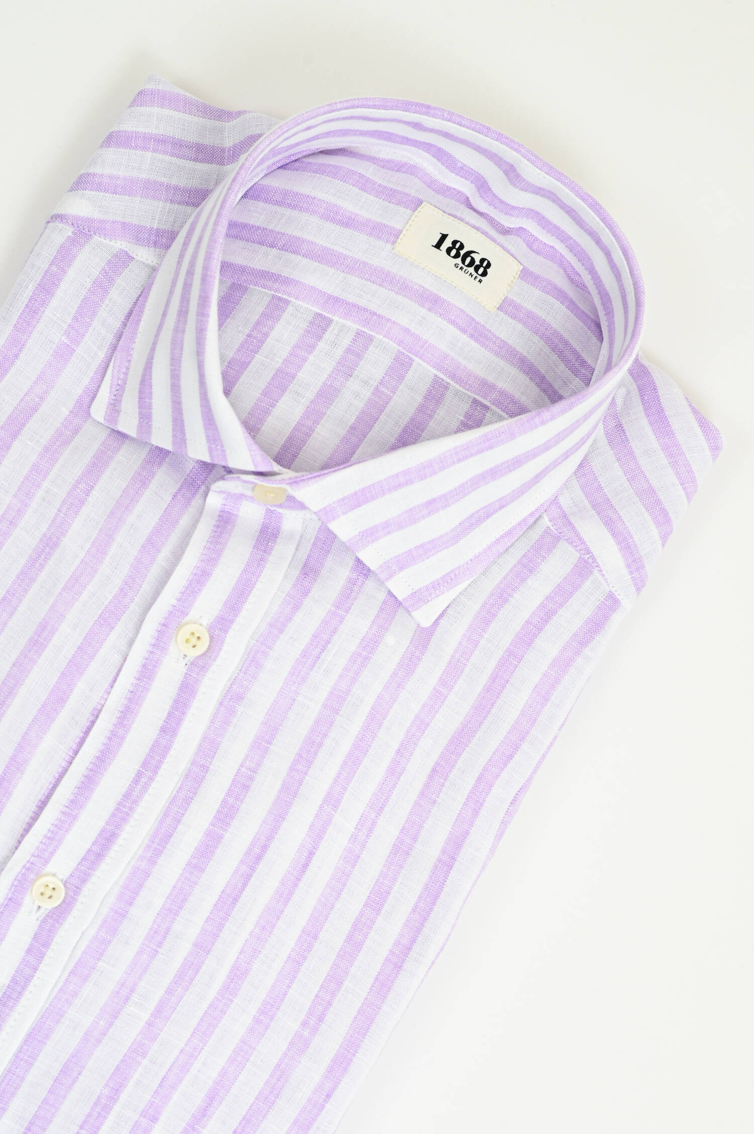 Leinenhemd mit breiten Streifen in Flieder/Weiß Leinenhemd mit breiten Streifen in Flieder/Weiß