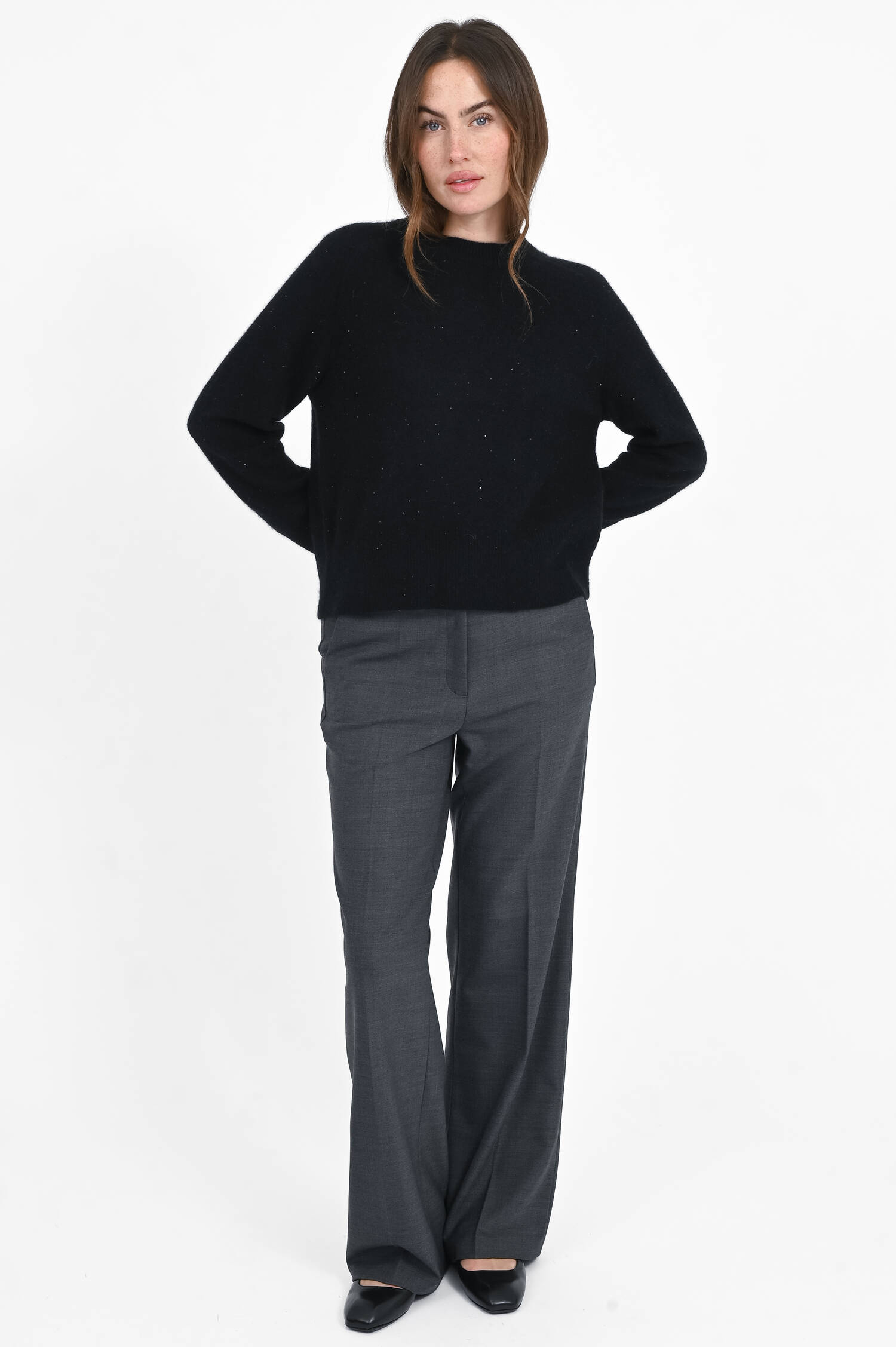 Cashmere-Baumwoll-Mix Pullover in Schwarz Cashmere-Baumwoll-Mix Pullover in Schwarz