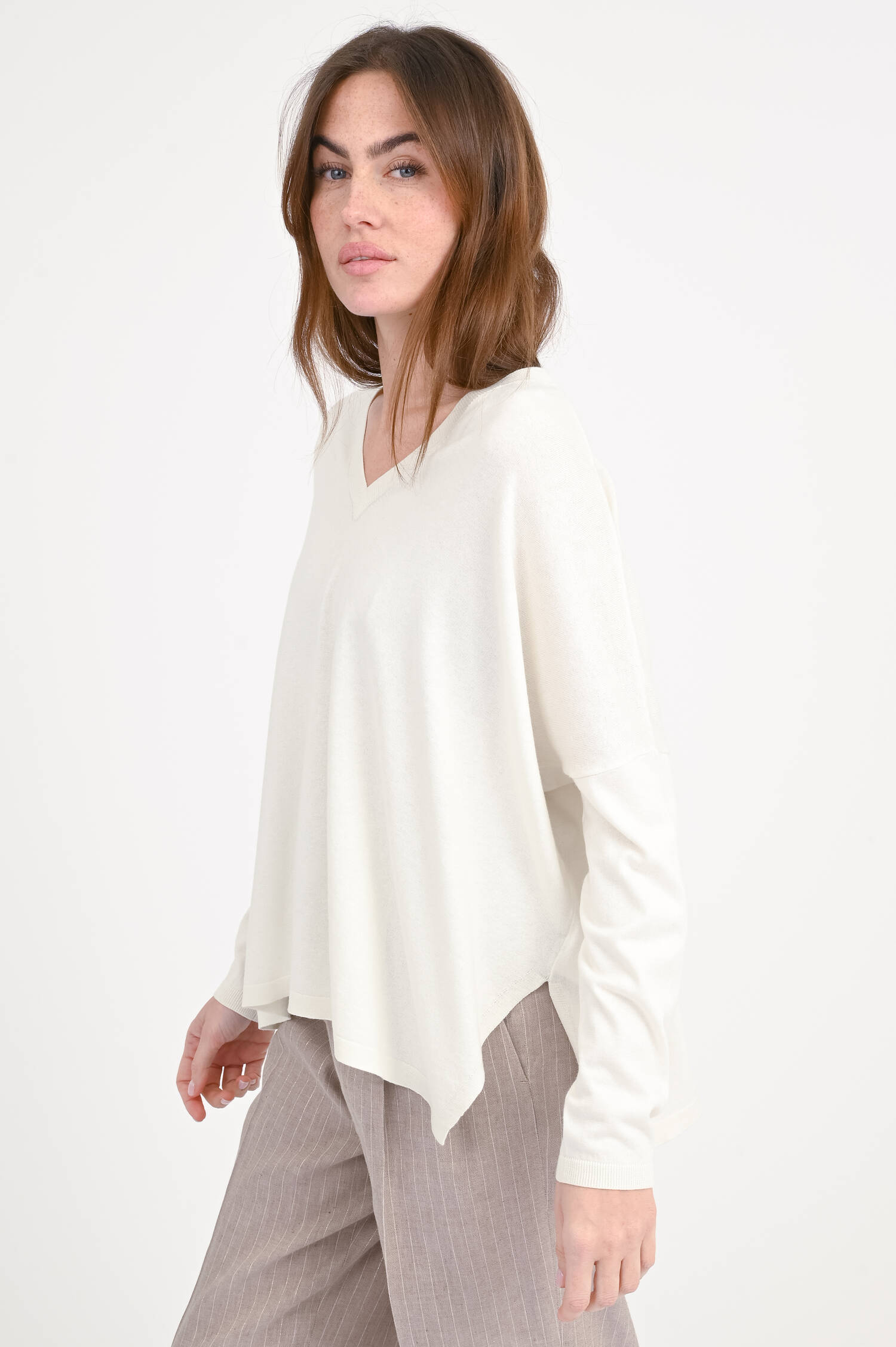 Pullover aus Baumwoll-Seide-Mix in Natur